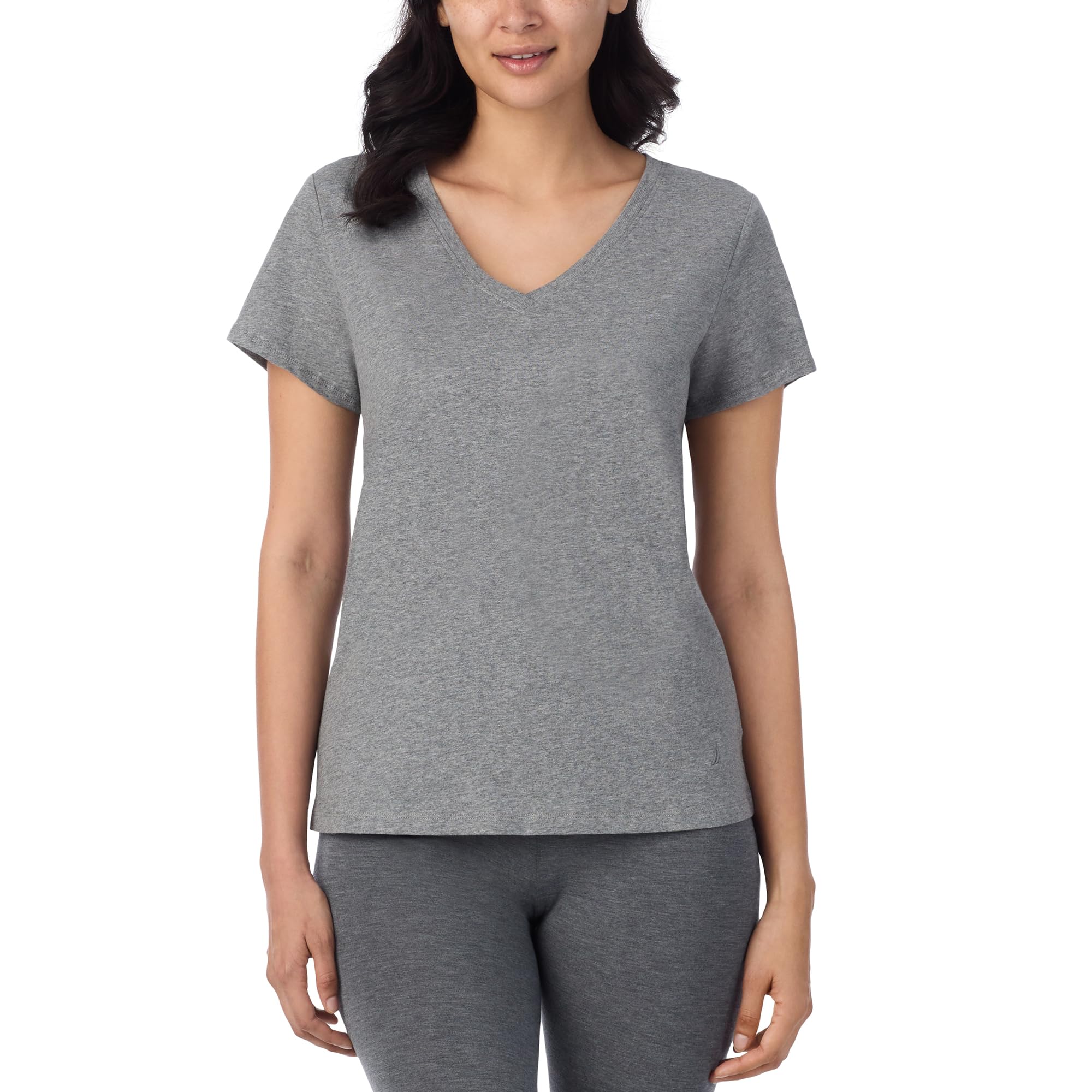 Nautica Womens Sleep Shirt - Lightweight, Breathable Pajama Top - Cotton Knit Jersey V-Neck Sleepwear and Loungewear WEBE CLOTHING