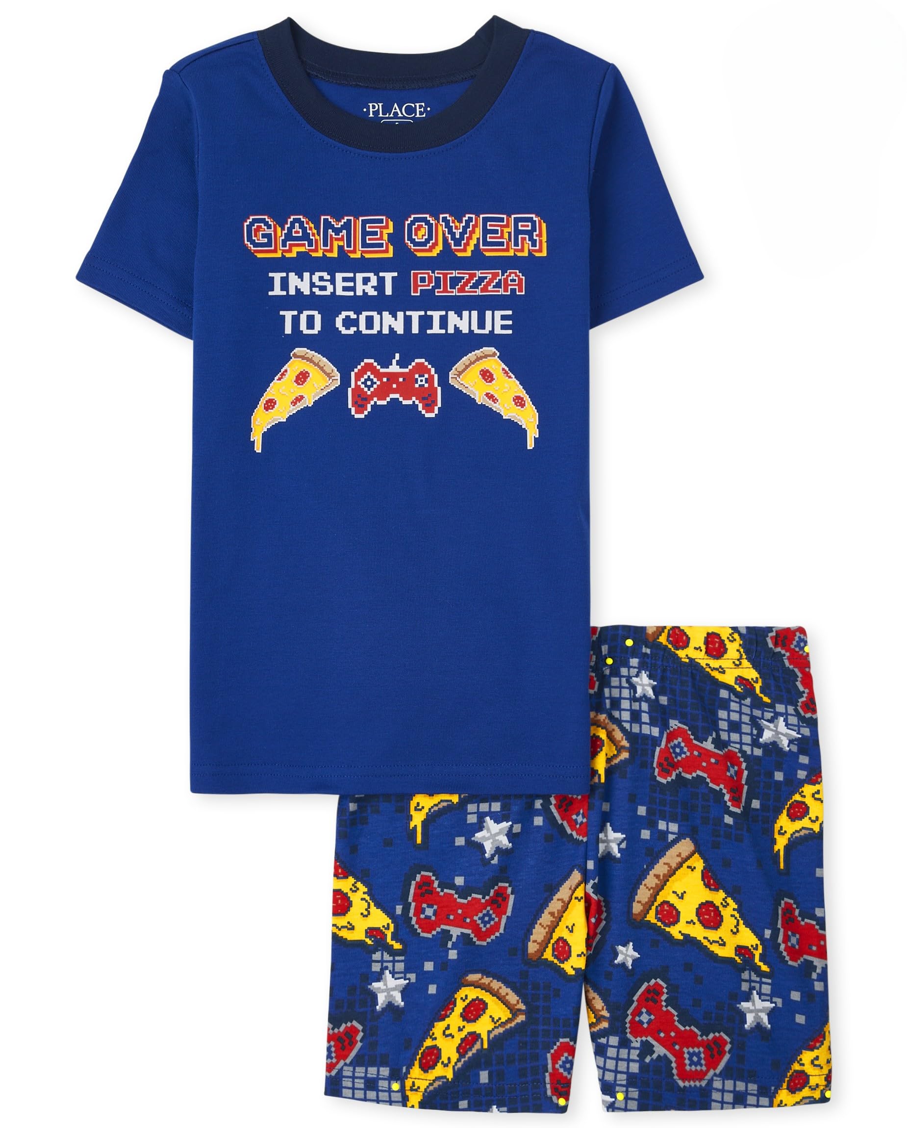 The Children's Place Boys' Short Sleeve Top and Shorts Snug Fit 100% Cotton 4 Piece Pajama Set