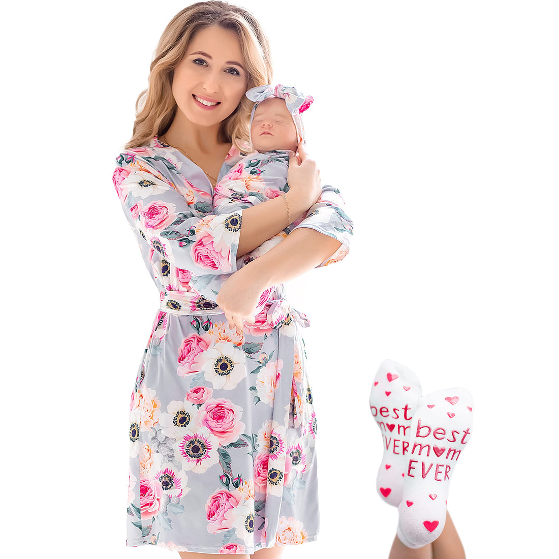Mommy and Me Robe and Swaddle Set | Maternity Robe Matching Baby Girl, Boy