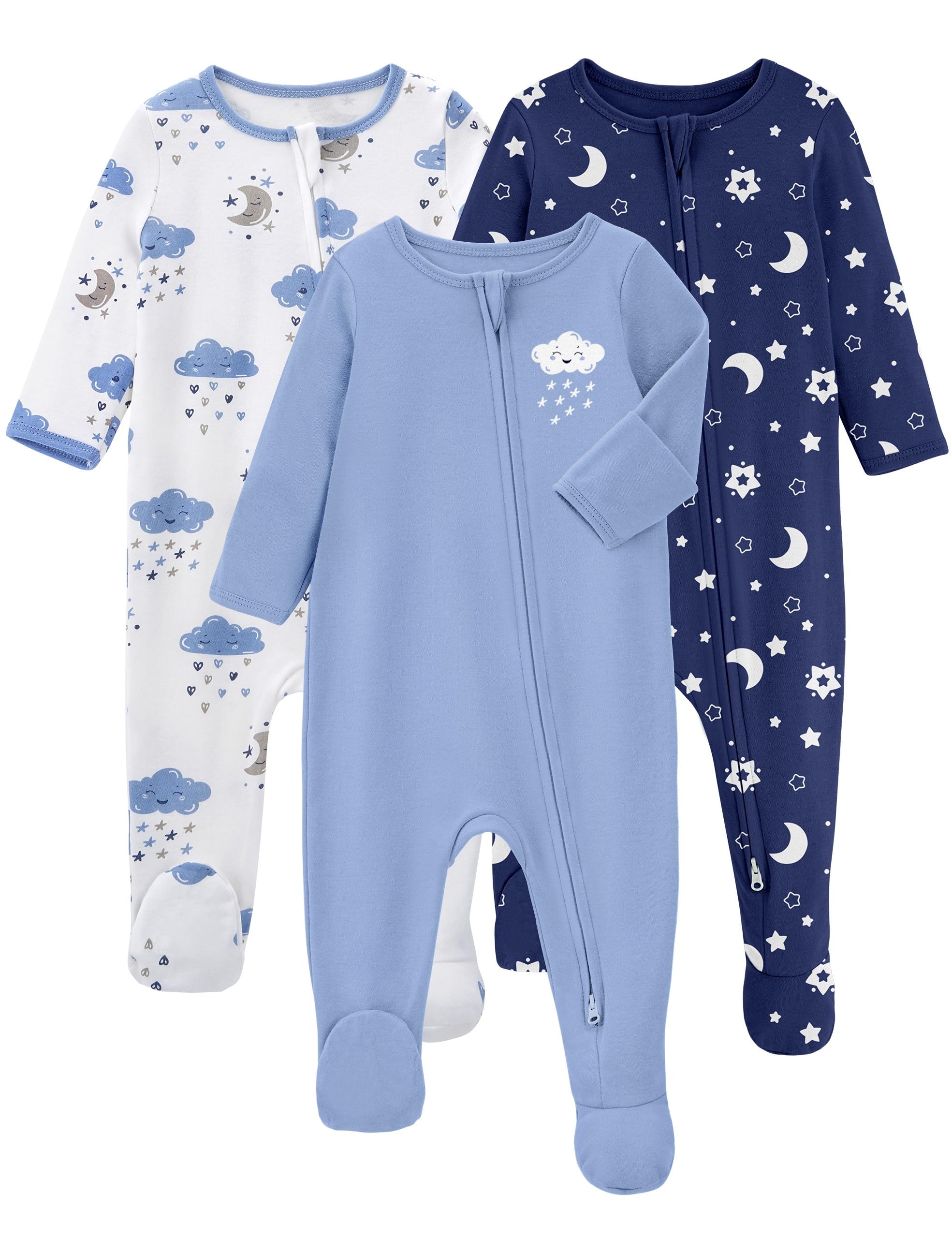 Yoofoss Baby Pajamas 100% Organic Cotton Baby Sleepers for Newborn 0-3 3-6 6-9 Months Boys Girl Clothes 3pcs Footed PJs