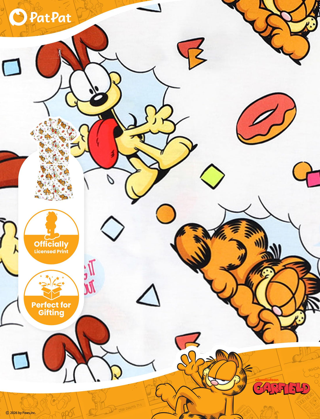 Paw Patrol Garfield SpongeBob Family Matching Classic Short Sleeve Cartoon Graphic Pajama Family Outfit
