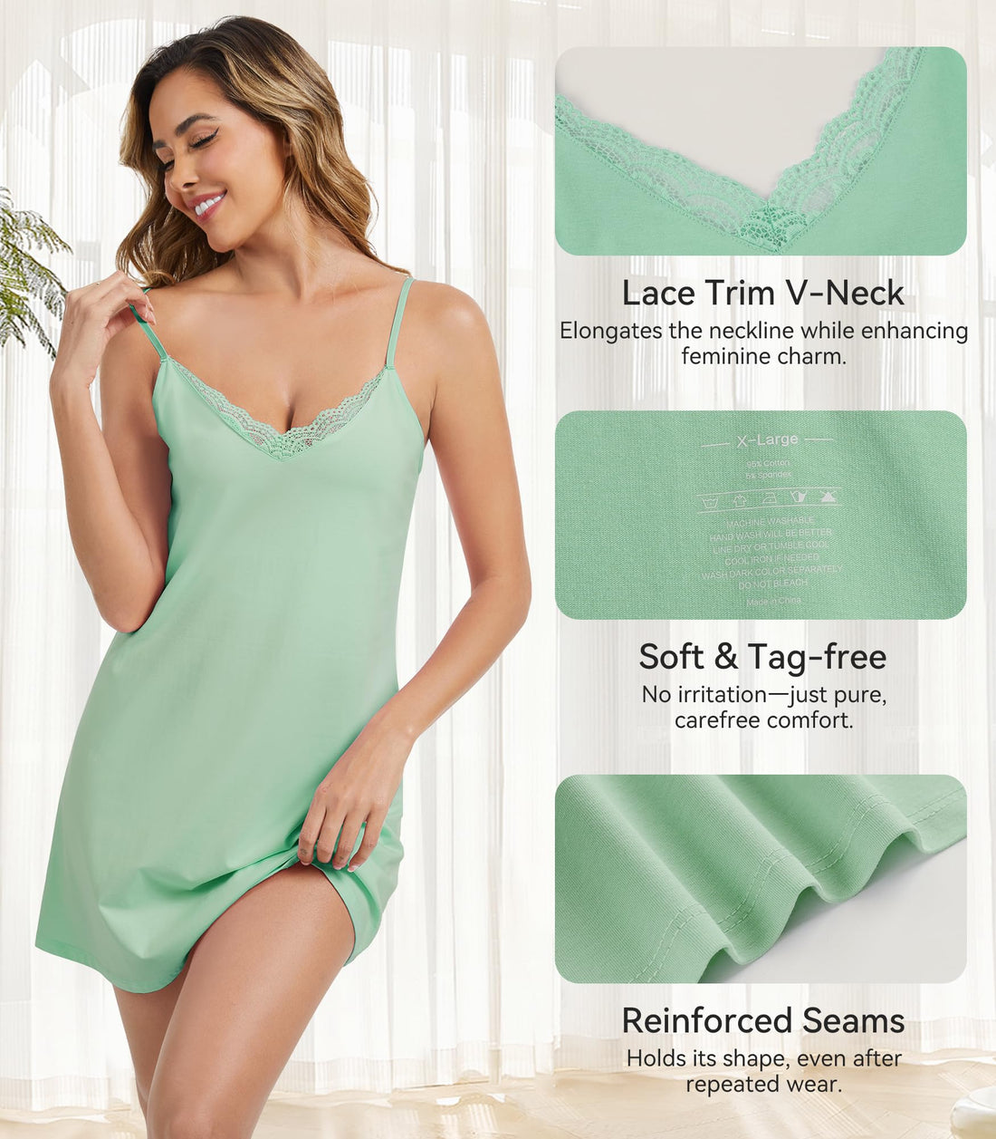 WiWi Women Cotton Sexy Lace Slip Nightgowns Spaghetti Strap Sleeveless Summer Sleep Dress Chemise lingerie sleepwear S-XXL WEBE CLOTHING