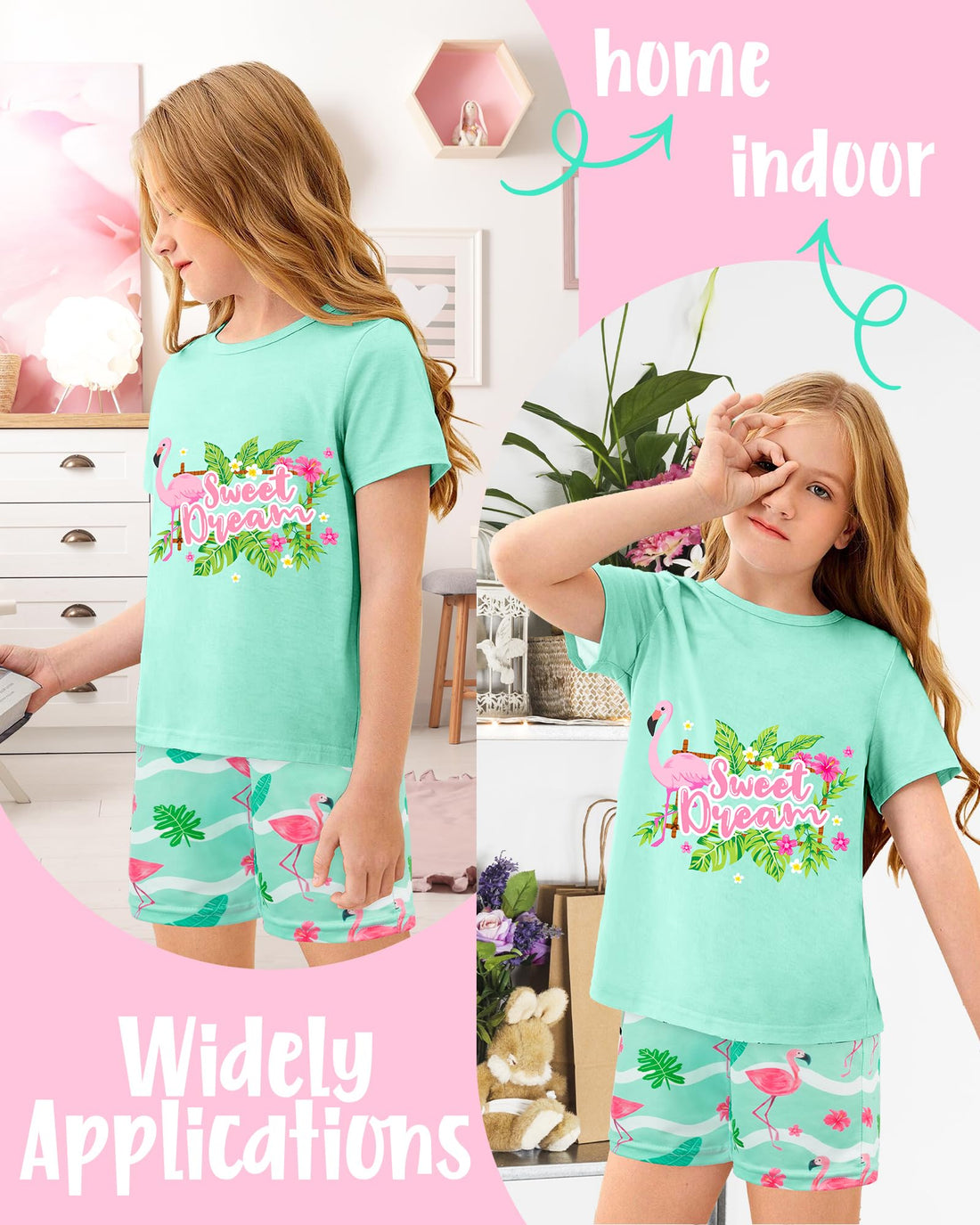 Sylfairy Girls Pajamas Short Sleeve Toddler Girls Summer Short Sets Sleepwear Clothes Kids Pajamas