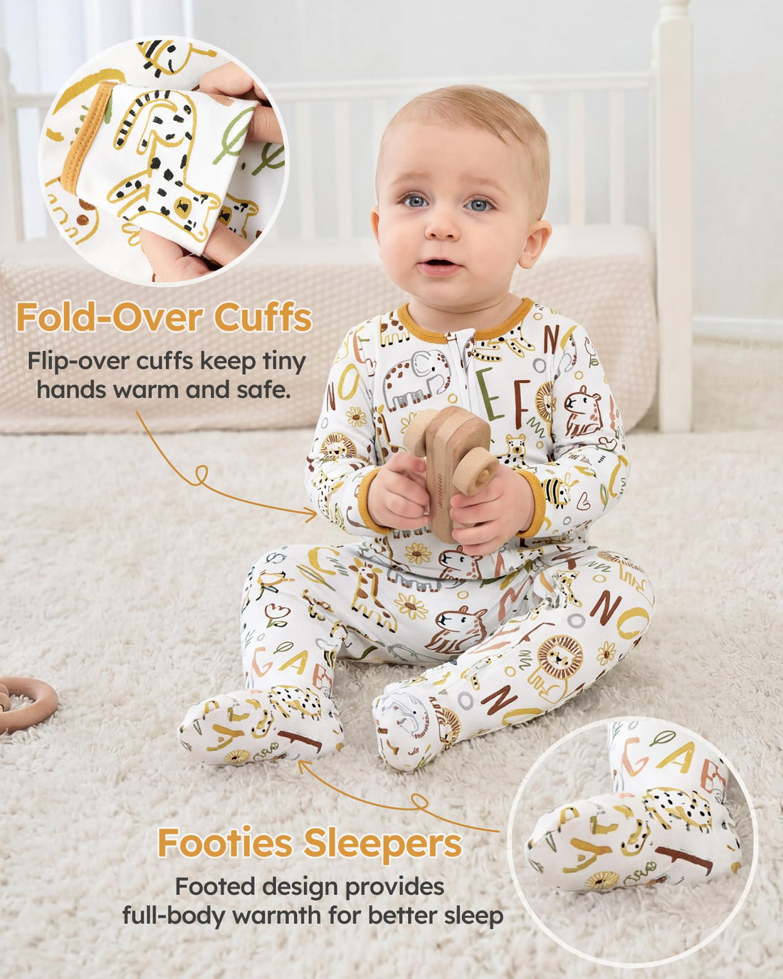 Baby Sleepers 3Pcs 100% Cotton Pajamas for Newborn 0-3 3-6 6-9 Months Boys Girls Clothes Sleep 'N Play Footed PJs