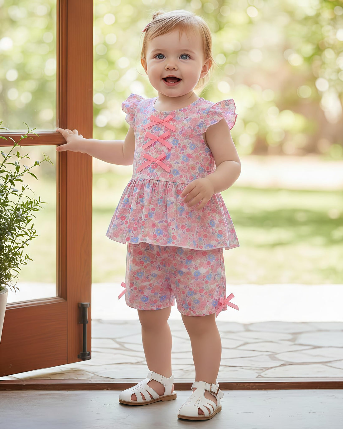 Jecson Toddler Baby Girl Summer Clothes Cotton Ruffled Sleeve Shirt Tops and Shorts Set Outfits 12Months-4T WEBE CLOTHING