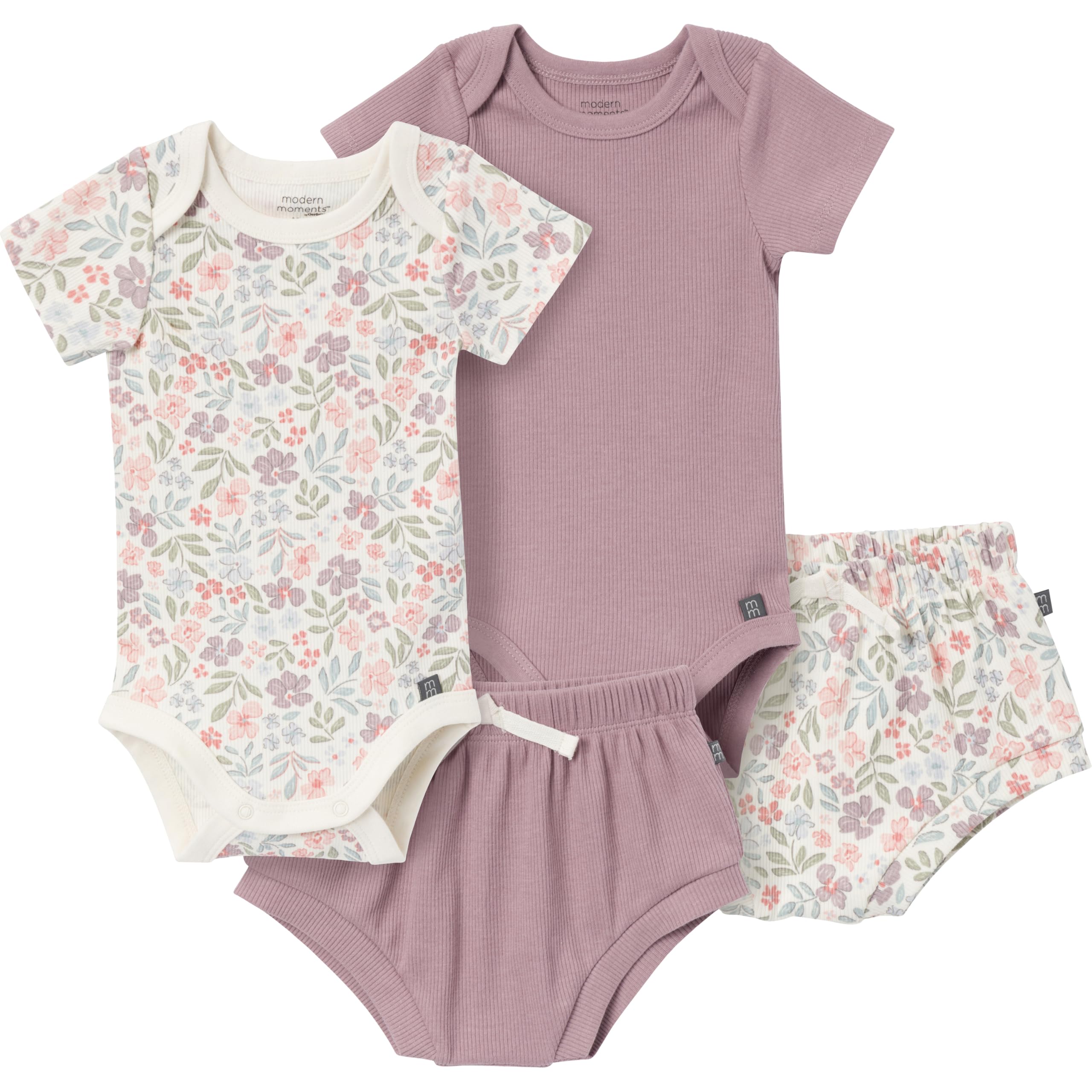 Modern Moments by Gerber Baby 4-pack Short-sleeve Bodysuits & Shortie Set WEBE CLOTHING
