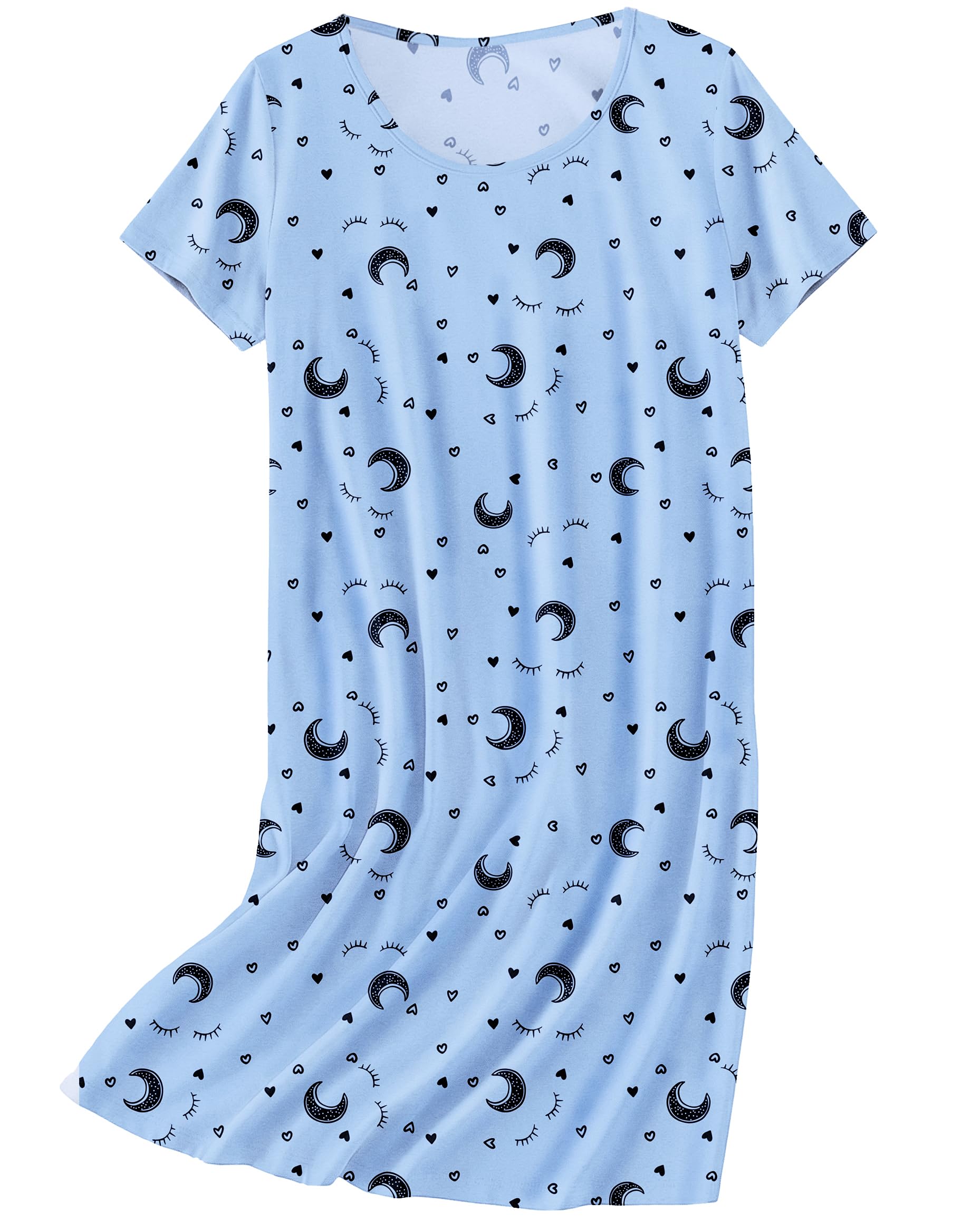 Ekouaer Nightgowns for Women Cotton Sleepshirts Short Sleeve Nightshirt Tshirt Night Gown Casual Sleepdress Comfy Nightdress