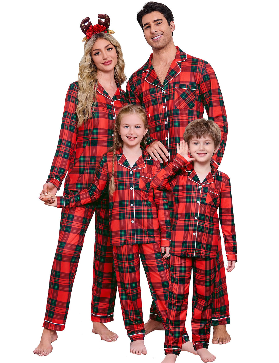 iClosam Christmas Family Matching Pajamas Long Sleeve Button Down Pj Set Festival Party Sleepwear