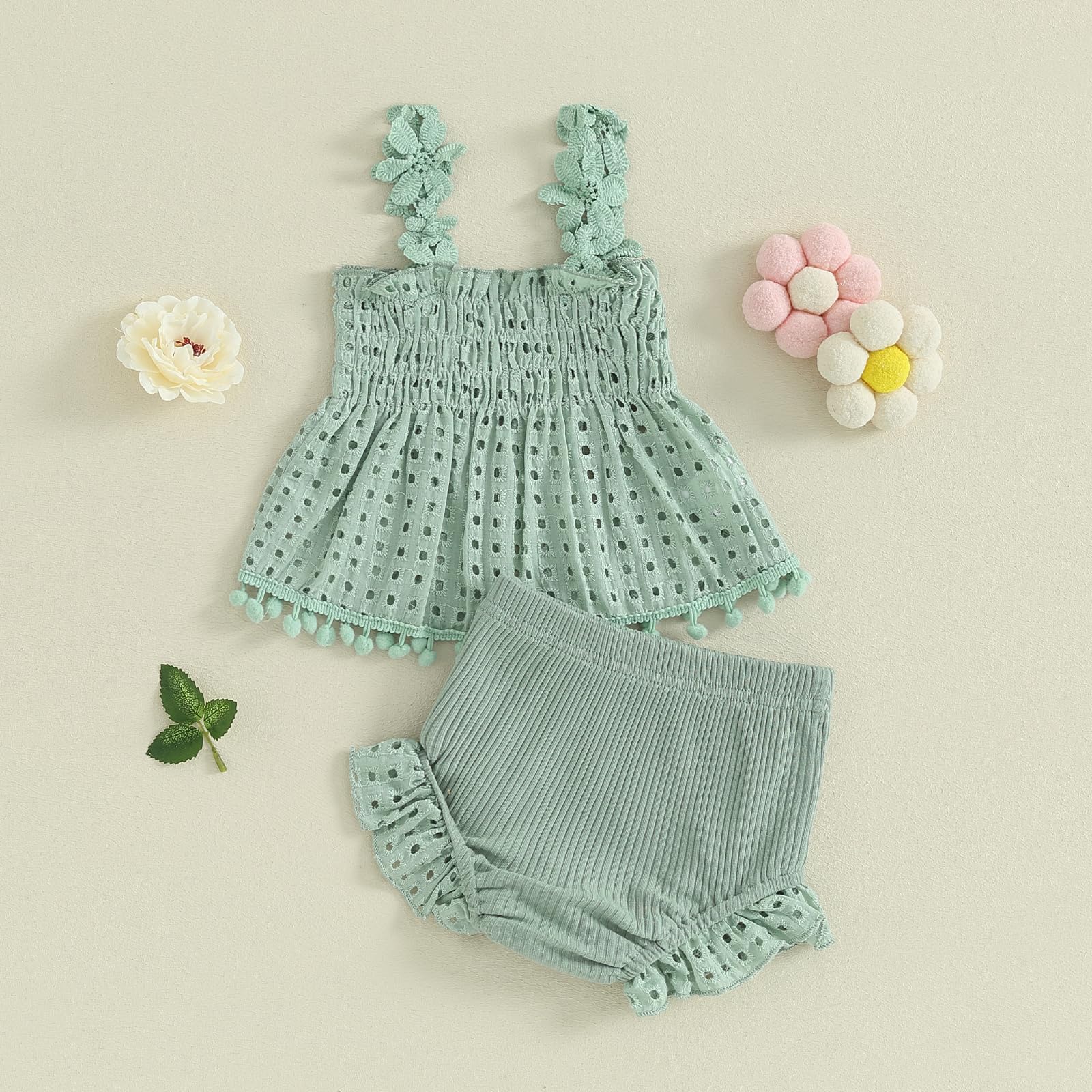 Newborn Baby Girl Summer Clothes Sleeveless Floral Top Ribbed Shorts Boho Outfit Set WEBE CLOTHING