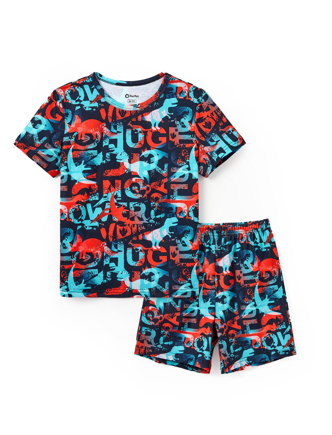 PATPAT Boys Pajamas Sets Short Sleeve T-Shirt and Shorts 2-Piece Sleepwear Graffiti Print Summer Loungewear for Kids