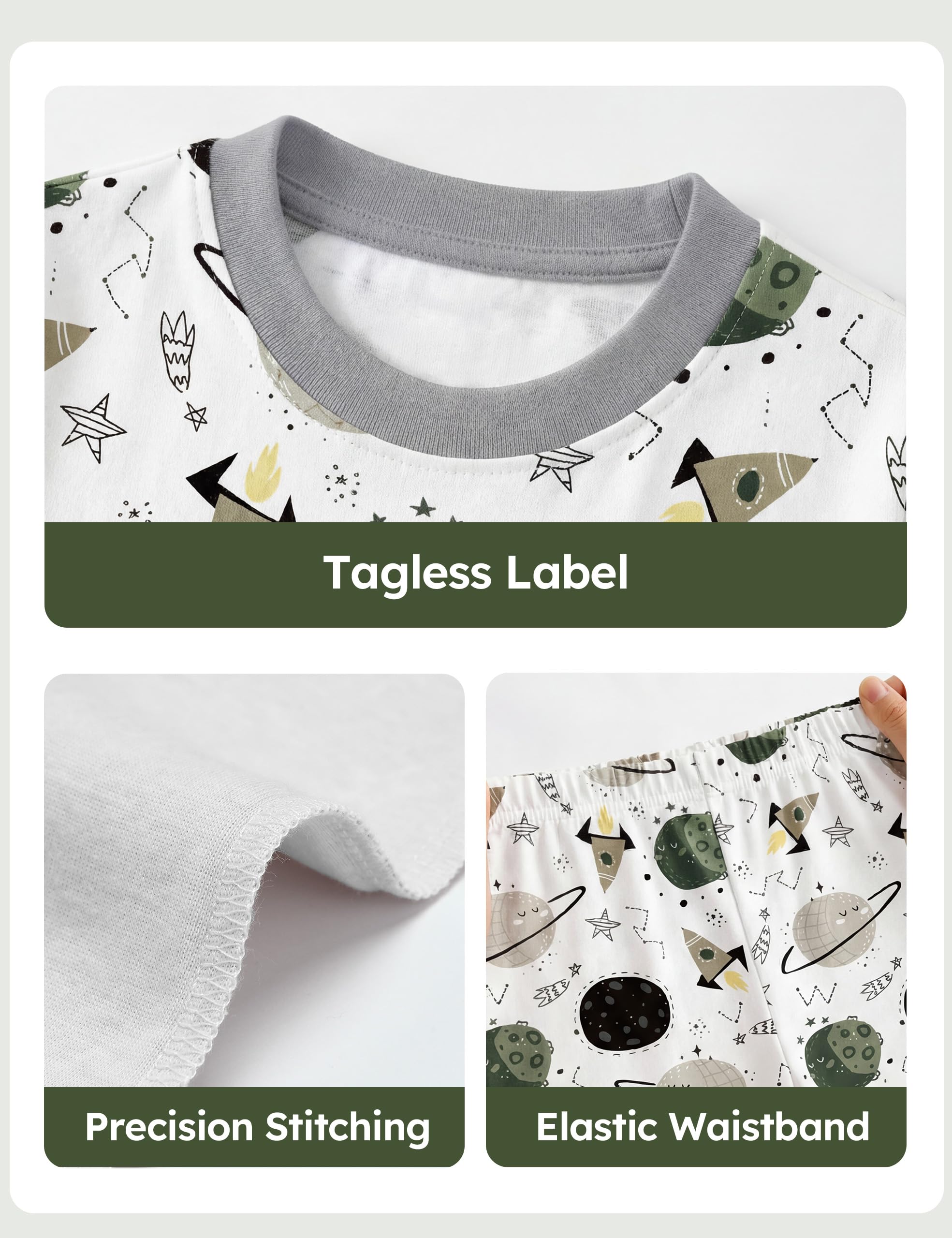 Yoofoss Toddler Pajamas Organic Cotton Baby Girl Boy Pajamas Summer Short Sleeve Kids Clothes Snug Fit Pjs Set 2 Piece