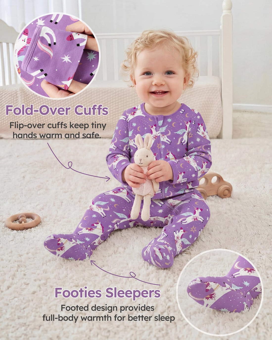 Baby Sleepers 3Pcs 100% Cotton Pajamas for Newborn 0-3 3-6 6-9 Months Boys Girls Clothes Sleep 'N Play Footed PJs