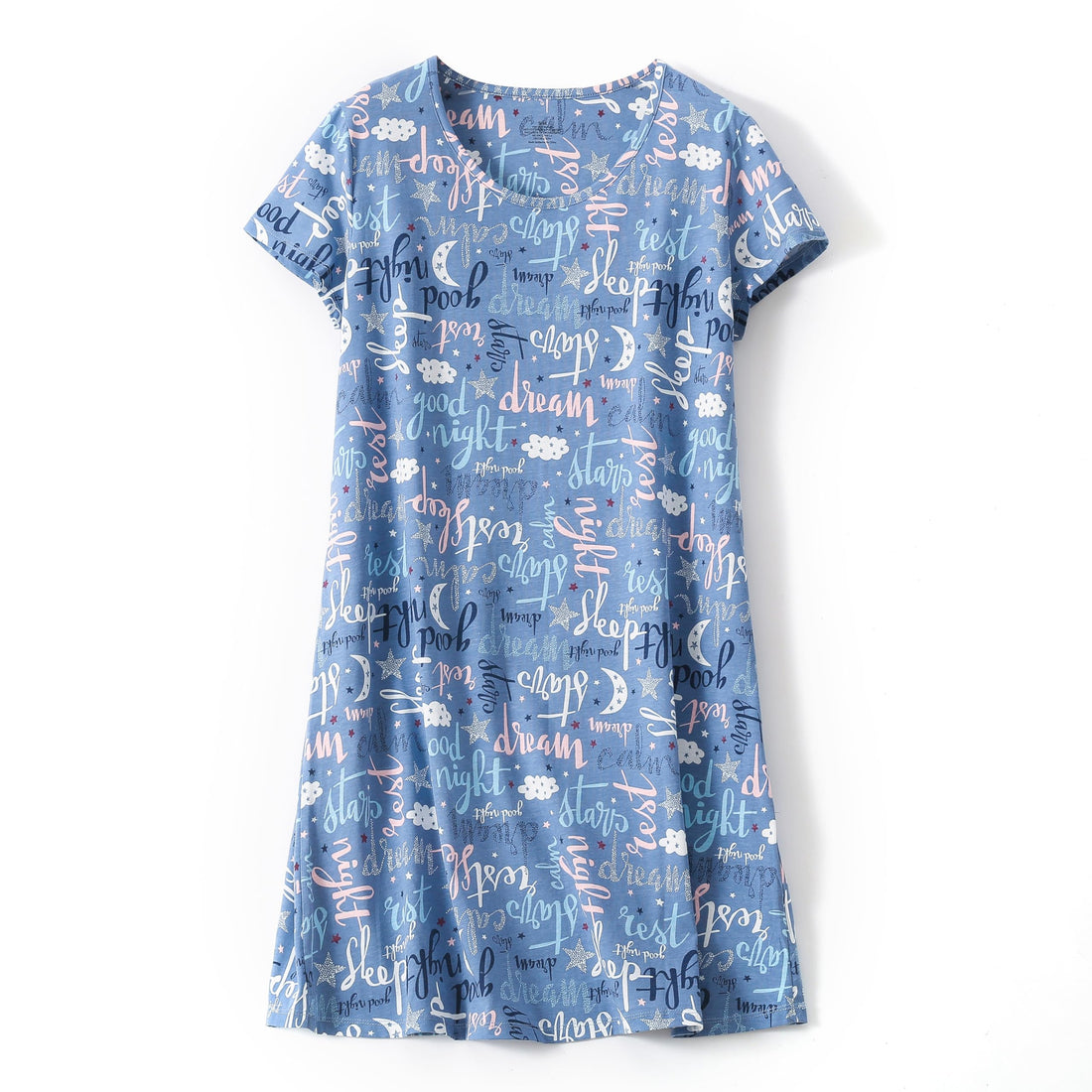 PNAEONG 3 Pack Women's Cotton Nightgown Sleepwear Short Sleeves Shirt Casual Print Sleepdress