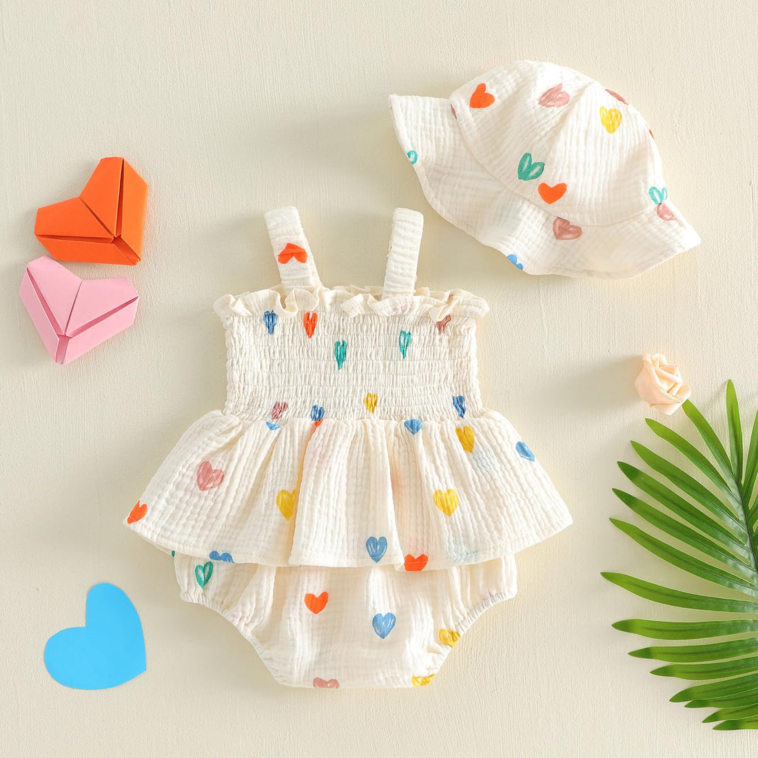 Mubineo Baby Girl Clothes Summer Dress Cotton Linen Romper Sleeveless Smocked Rompers Sun Dress Hat Skirt Boho Outfits WEBE CLOTHING