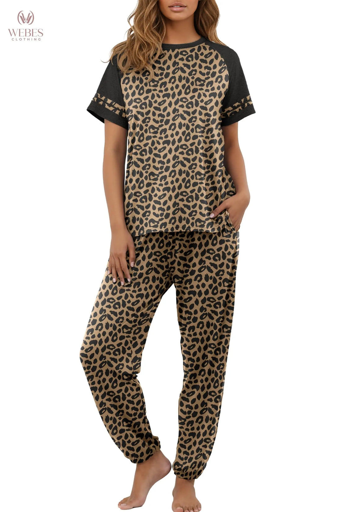 PrinStory Womens Pajama Sets Short Sleeve Pjs 2 Piece Lounge Set Soft Pj Sets Lightweight Sleepwear Loungewear with Pockets WEBE CLOTHING