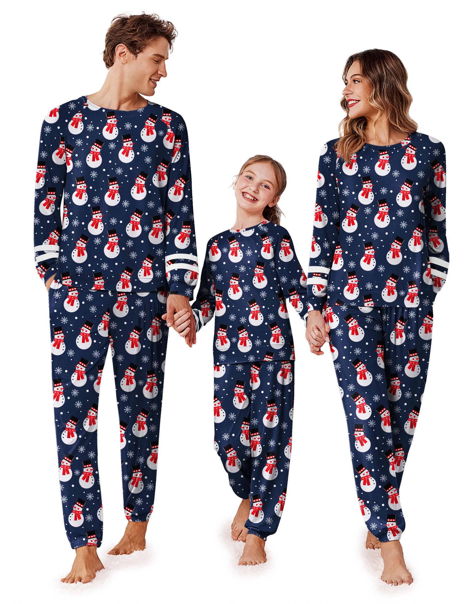 Ekouaer Family Christmas Pajamas Matching Sets Long Sleeve Couple Pjs Holiday Sleepwear Soft Loungewear with Pockets