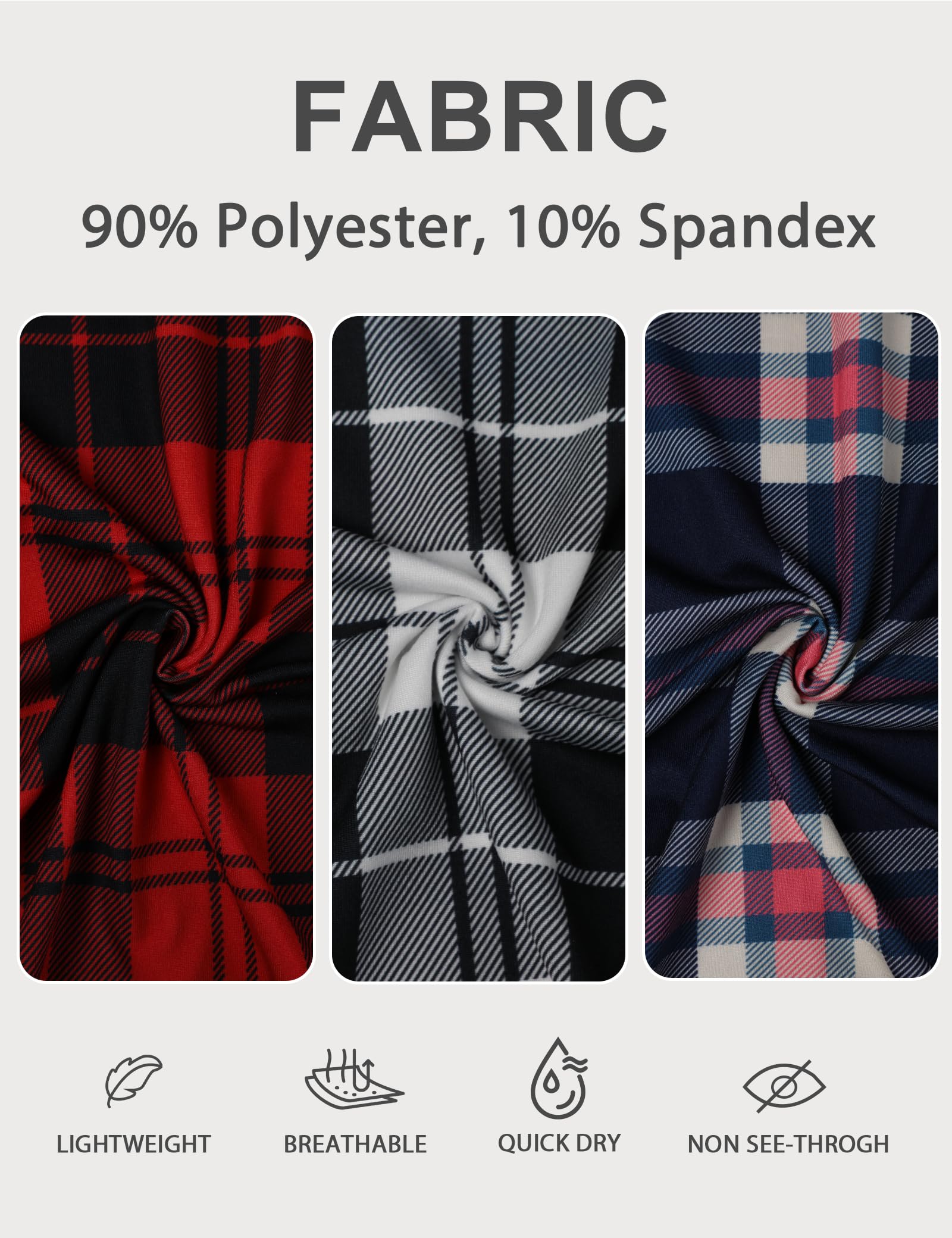 Women Pajama Pants 3-Pack Plaid Sleep Lounge PJ Bottoms with Pockets