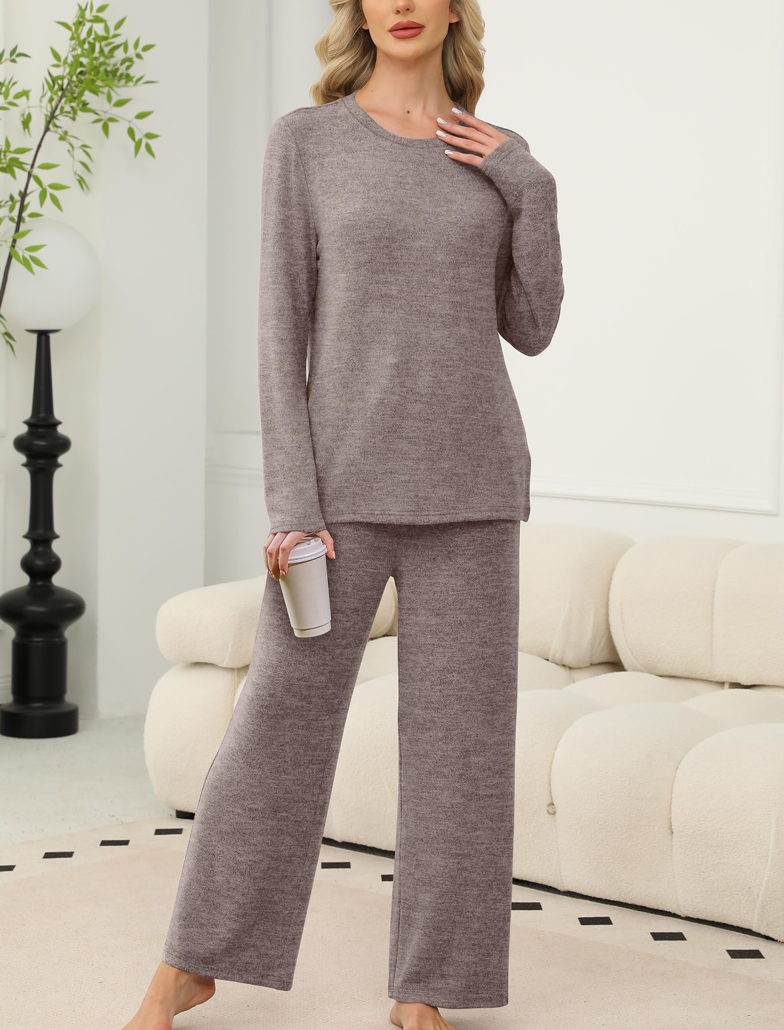 SAMPEEL Pajamas for Women Set Comfy Lounge Sets Two Piece Long Sleeve Cute Pjs Soft Sleepwear Winter Clothing