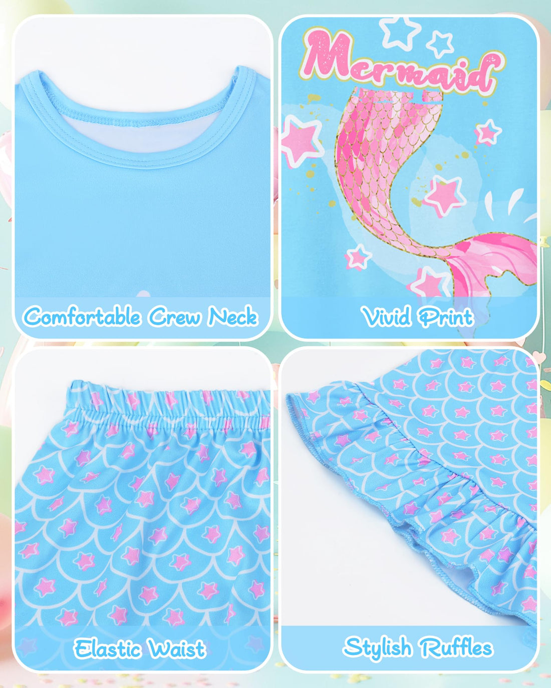 Sylfairy Girls Pajamas Summer Toddler Girl Pajamas Sets Short Sleeve Girls' Cute Sleepwear Pjs
