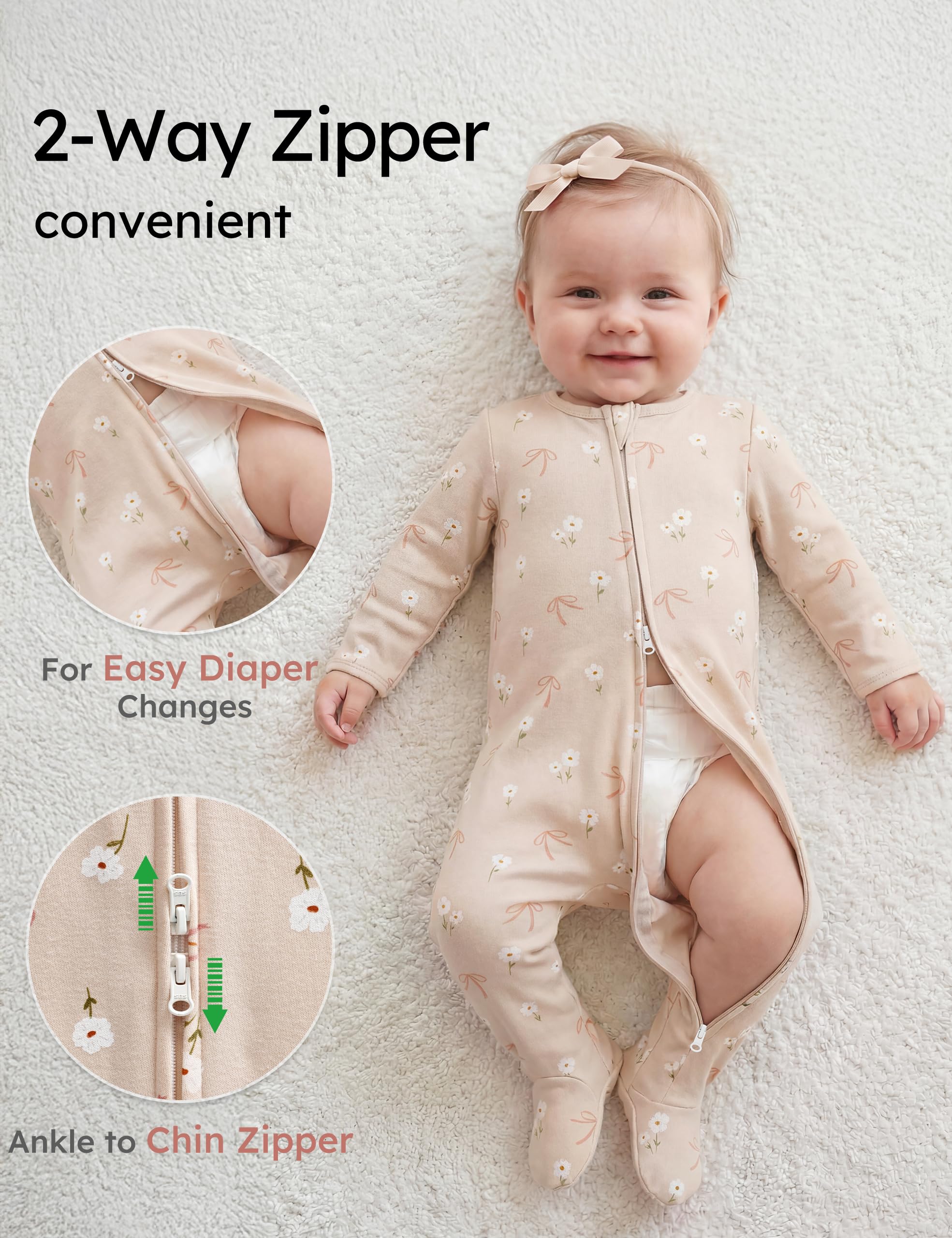 Yoofoss Baby Pajamas 100% Organic Cotton Baby Sleepers for Newborn 0-3 3-6 6-9 Months Boys Girl Clothes 3pcs Footed PJs