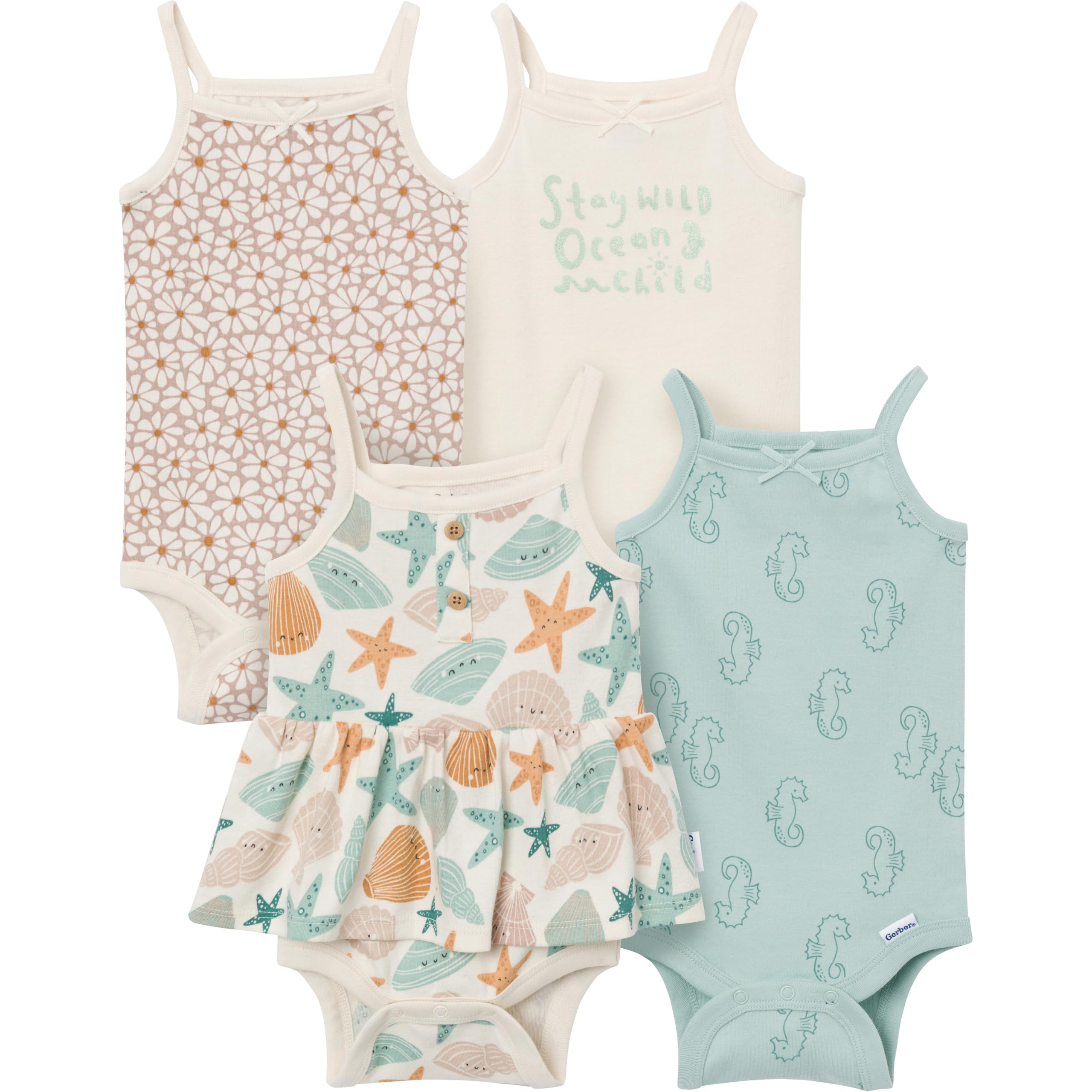 Gerber Baby Girls Multi-Pack Sleeveless Onesies Bodysuit WEBE CLOTHING