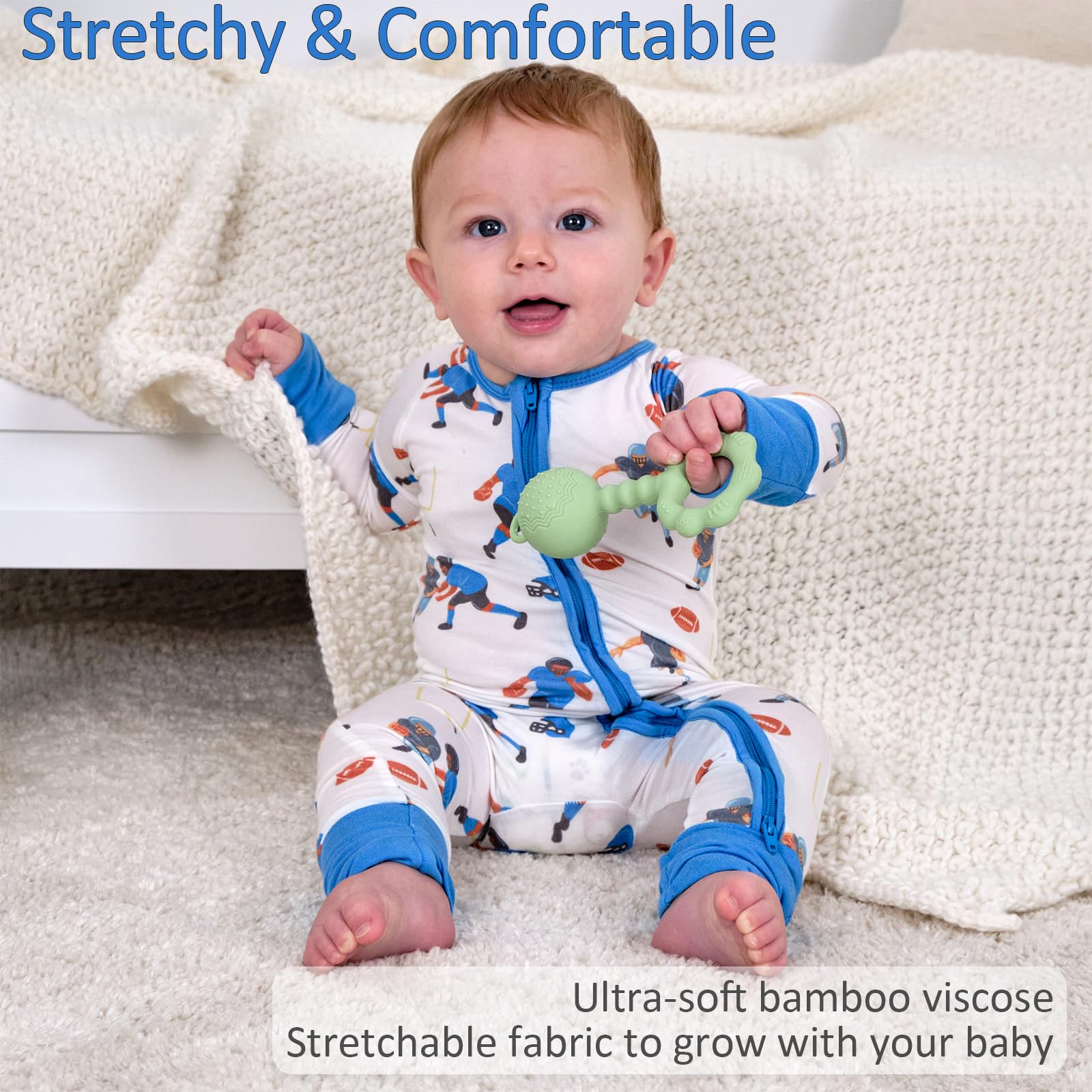 LollyBanks Baby Pajamas, Long Sleeve Baby Romper with 2-Way Zipper, 95% Viscose from Bamboo and 5% Spandex, Infant Sleepers