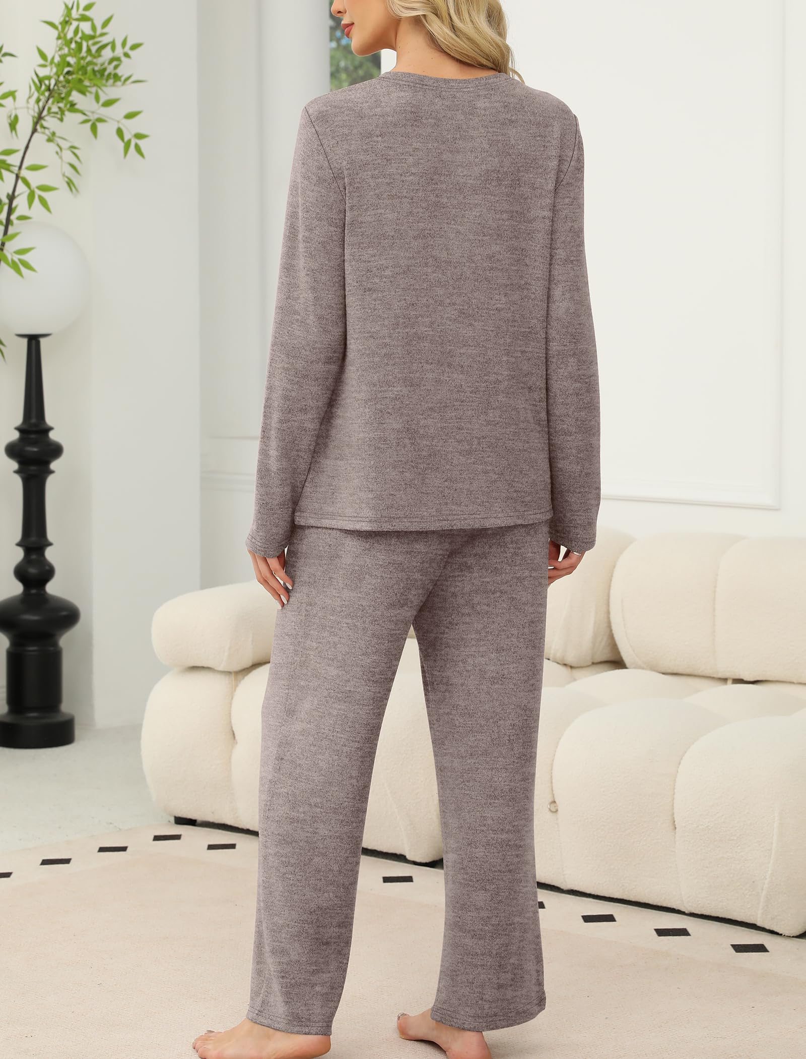 SAMPEEL Pajamas for Women Set Comfy Lounge Sets Two Piece Long Sleeve Cute Pjs Soft Sleepwear Winter Clothing