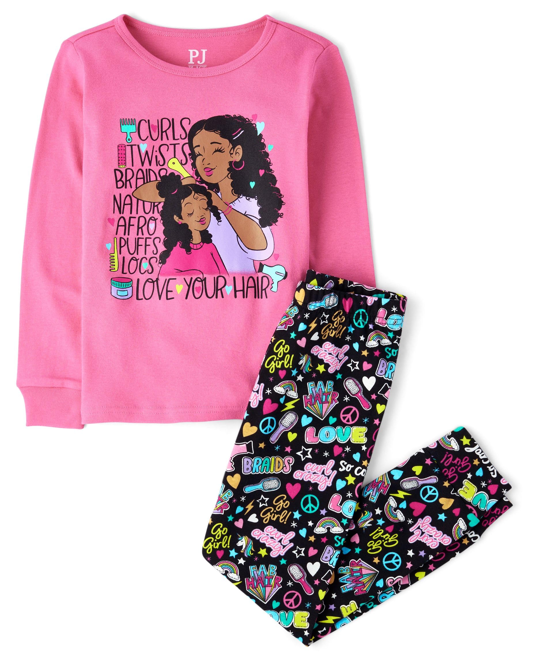 The Children's Place girls Long Sleeve Top and Pants Snug Fit 100% Cotton 2 Piece Pajama Set
