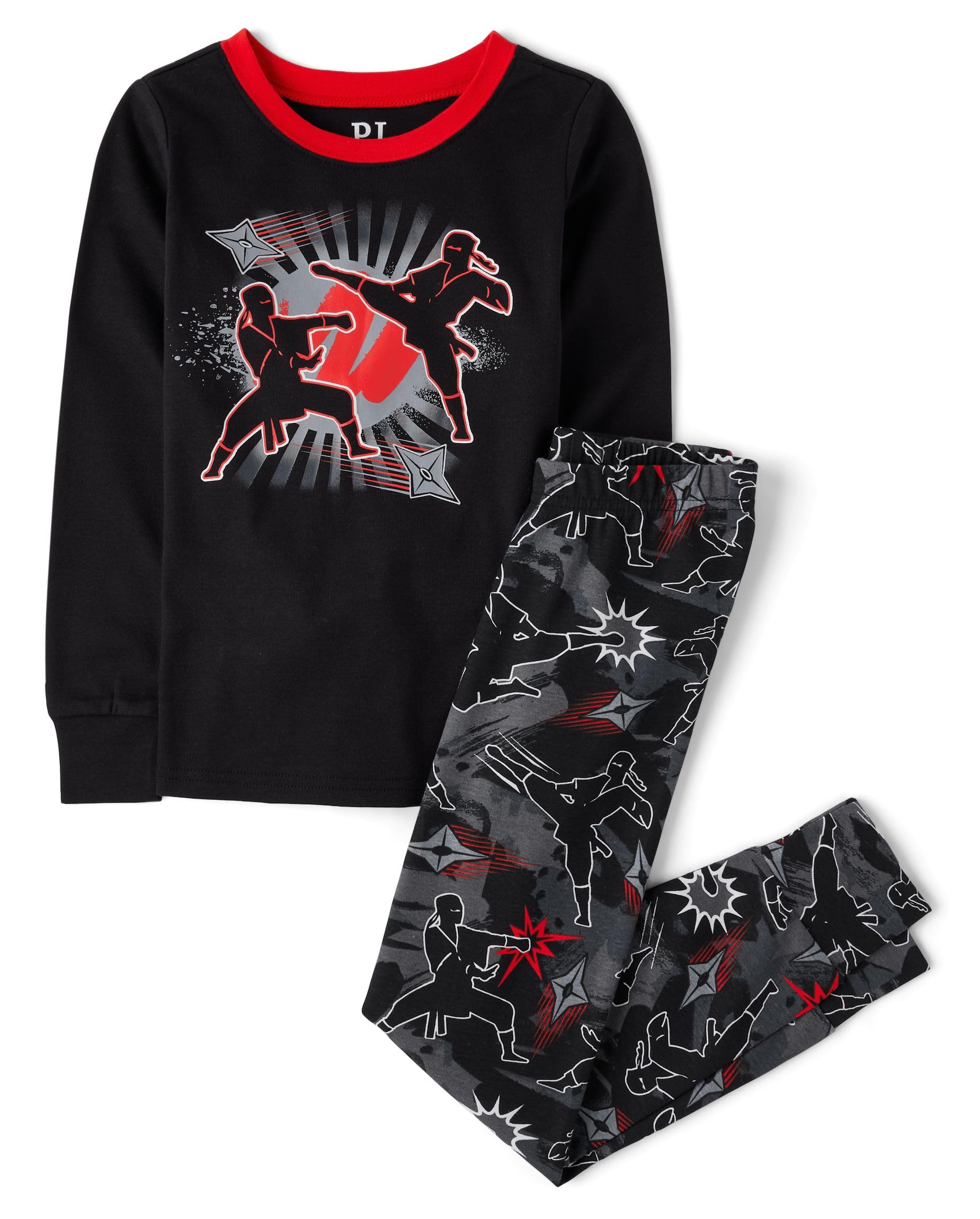 The Children's Place boys 100% Cotton Long Sleeve Top and Pants,2 Piece Pajama Set