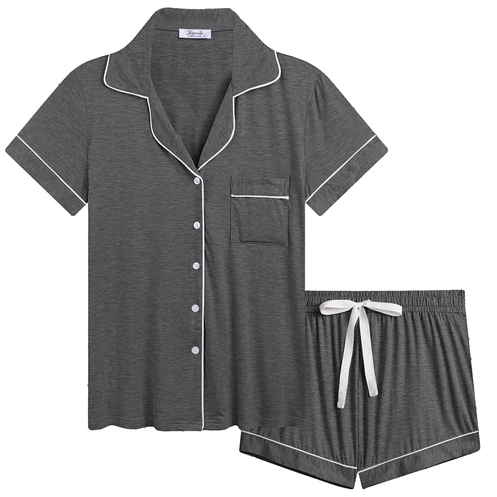 Joyaria Women's Cooling Bamboo Viscose Pajamas Shorts Set Button Front | Moisture Wicking, Cool & Lightweight, Breathable PJs for Night Sweats
