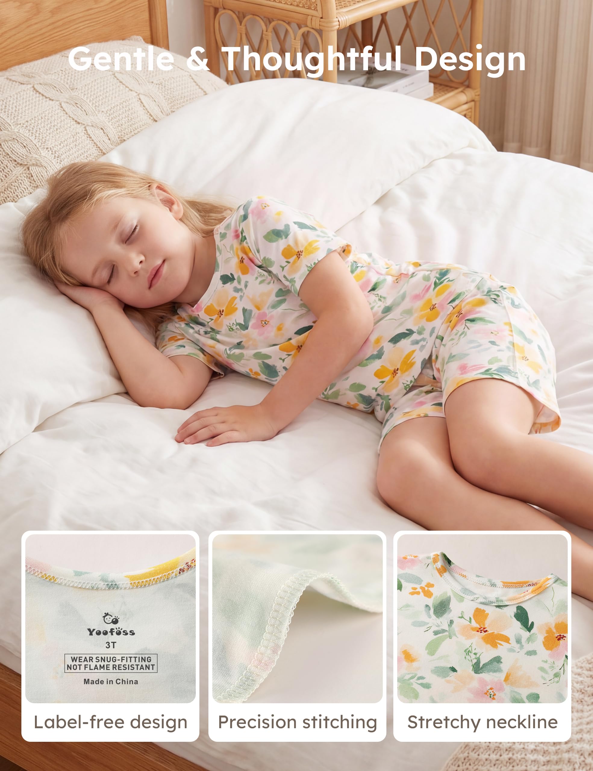 Yoofoss Toddler Pajamas Rayon Made from Bamboo Short Sleeve Baby Clothes Boys and Girls Kids Pajamas Set Pjs Soft Cool