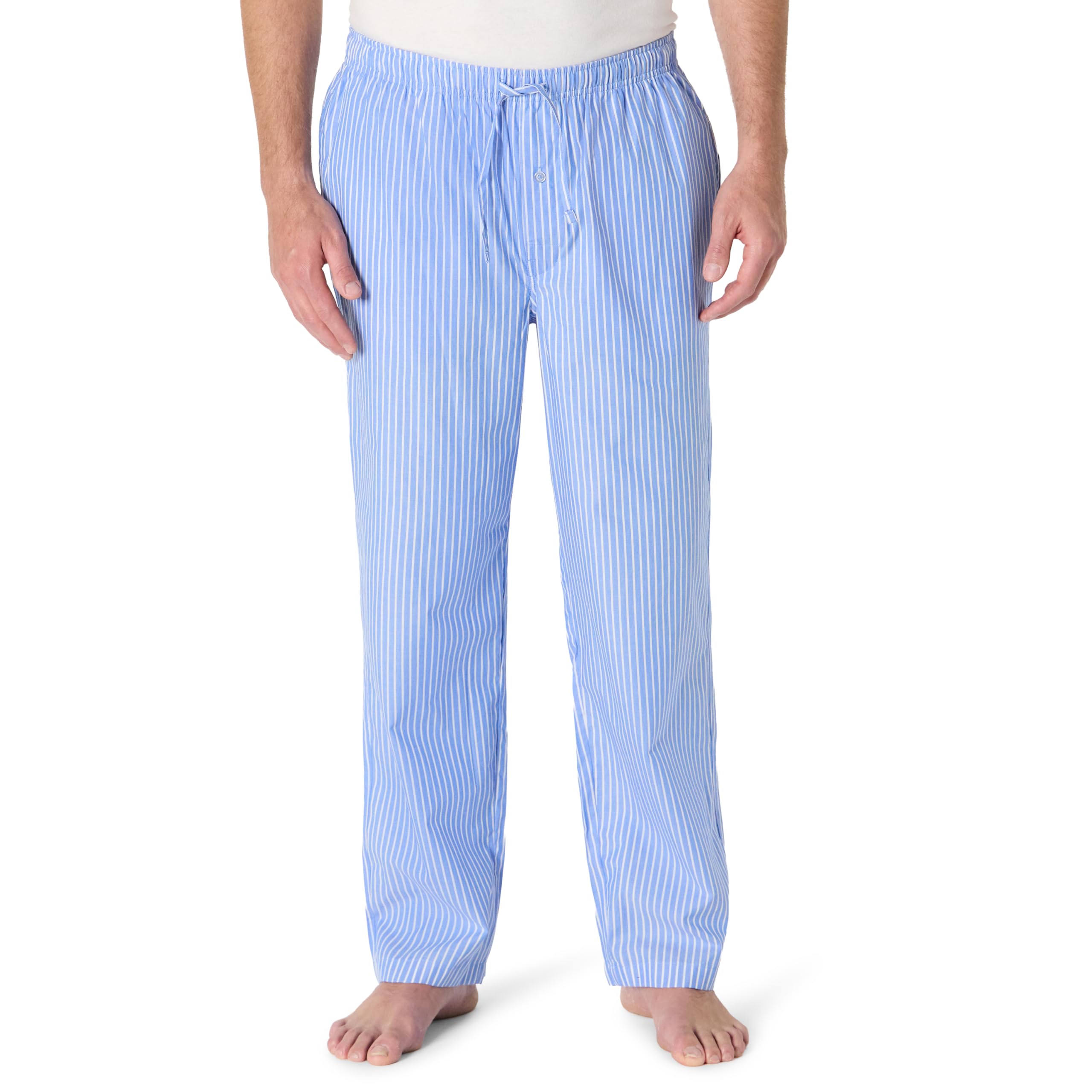 Amazon Essentials Men's Cotton Poplin Straight-Fit Pajama Pants with Pockets, Elastic Waist, Drawstring