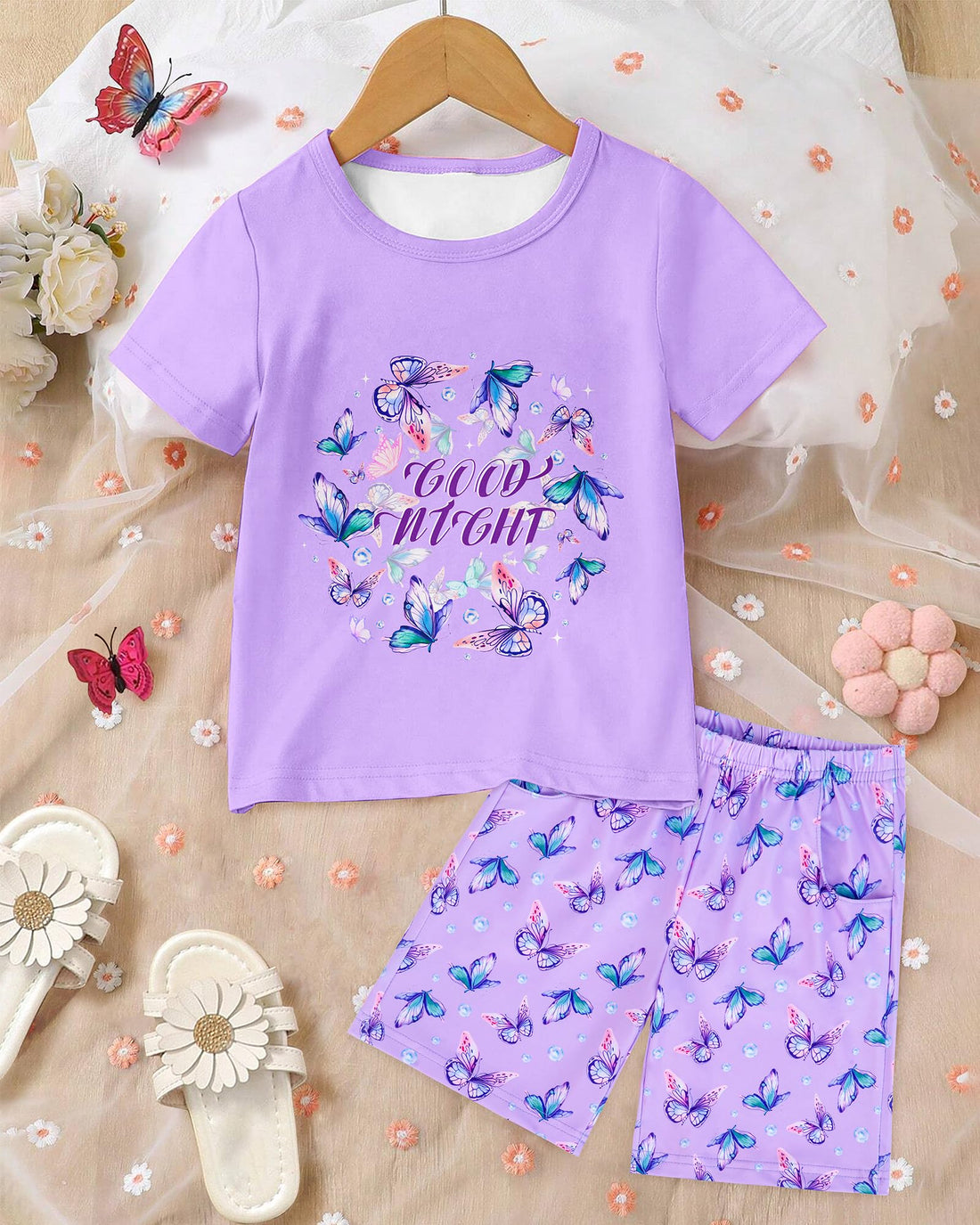 Sylfairy Girls Pajamas Short Sleeve Toddler Girls Summer Short Sets Sleepwear Clothes Kids Pajamas
