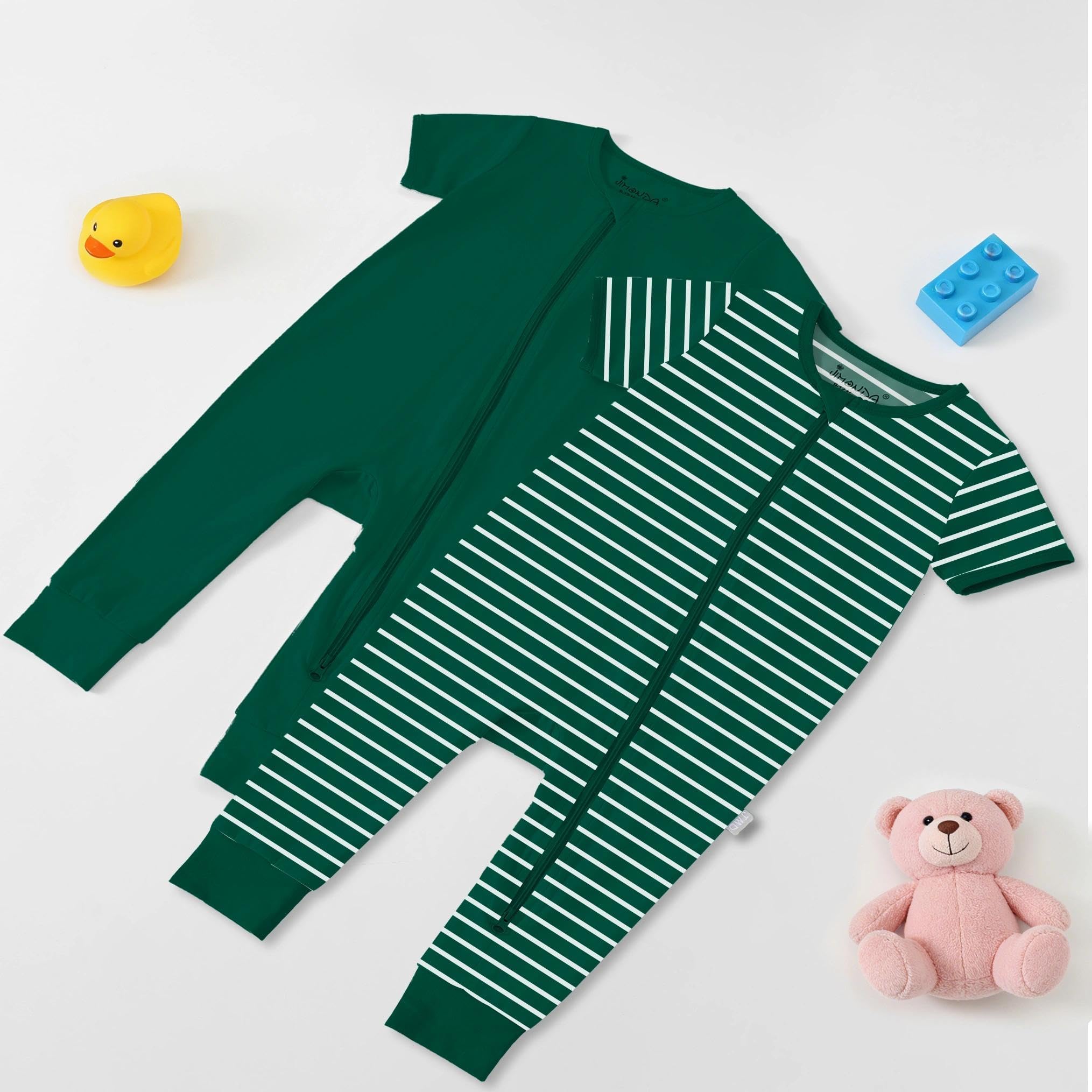 Jimonda Baby Romper 2 Pack Short Sleeve Pajamas Footless Sleepers Baby Boys Girls 2 Way Zipper Pjs Sleep and Play Clothes