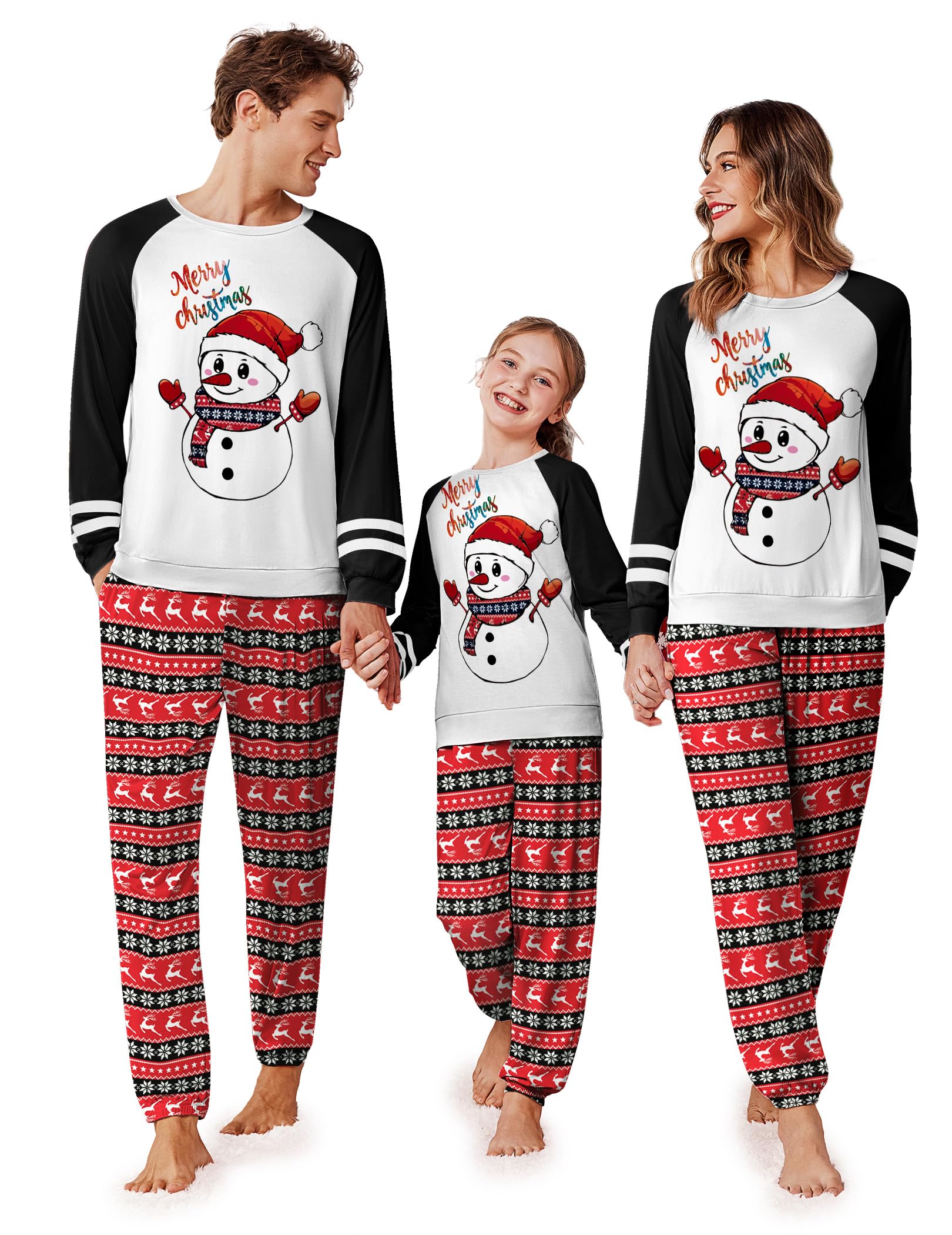 Ekouaer Family Christmas Pajamas Matching Sets Long Sleeve Couple Pjs Holiday Sleepwear Soft Loungewear with Pockets