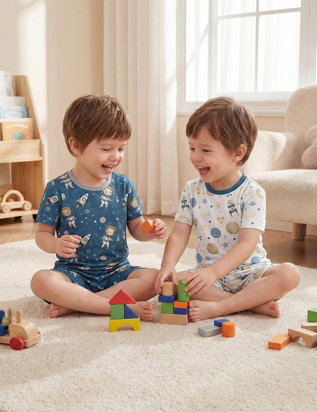 Yoofoss Toddler Pajamas 100% Organic Cotton 4 Piece Short Sleeve Summer Pajama Set Kids Pajamas Boys Girls Snug Fit Pjs Set