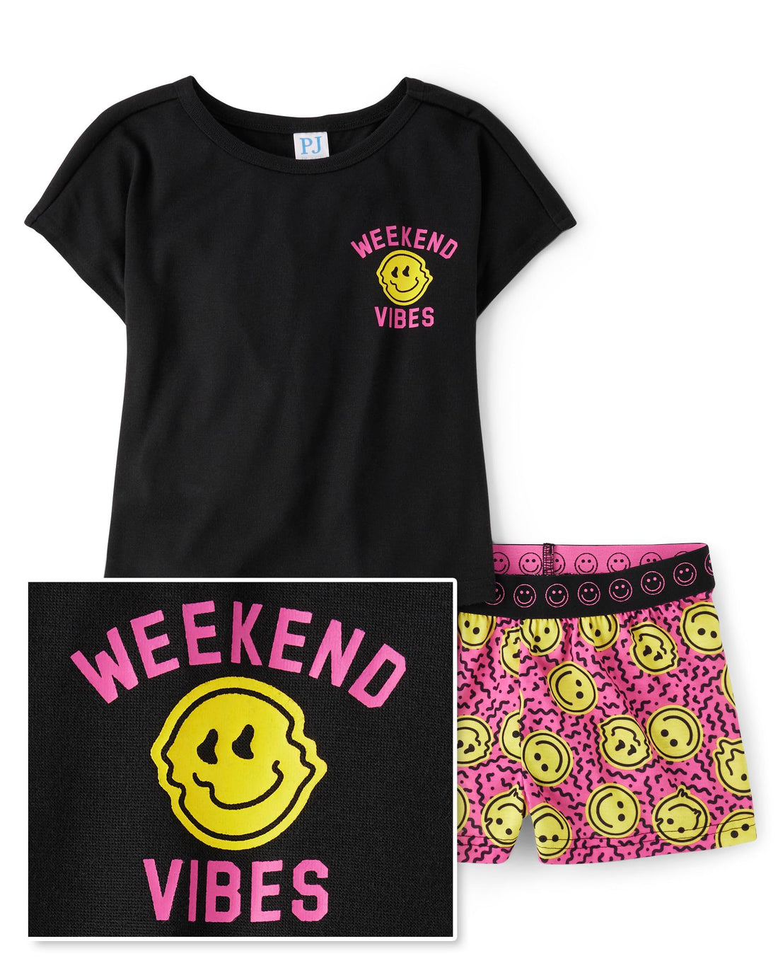 The Children's Place Girls' Short Sleeve Top and Shorts,2 Piece Pajama Set