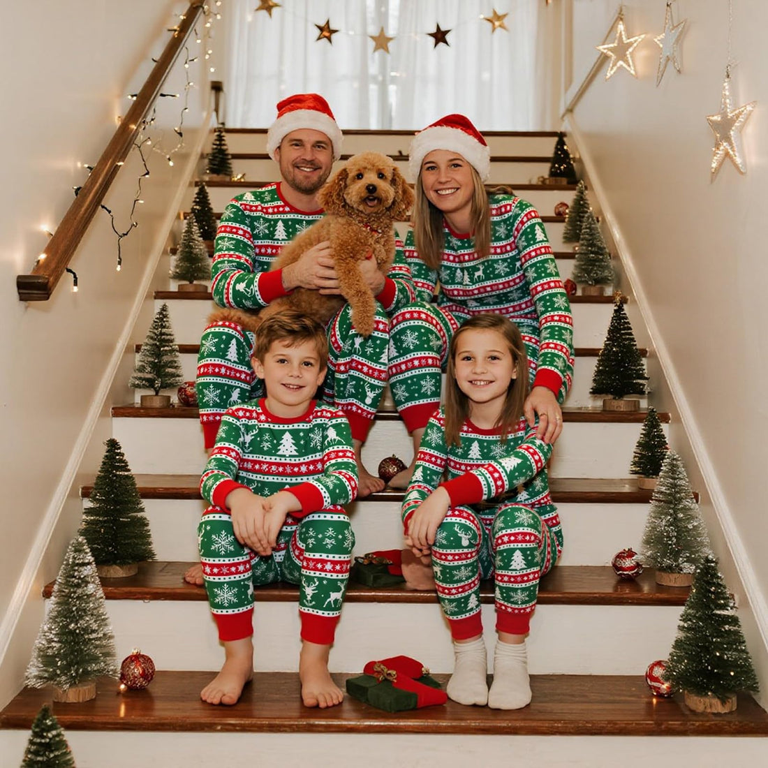 Feionusin Family Christmas Pajamas Matching Sets, Xmas Pjs Sets Holiday Sleepwear Matching Pajamas Long Sleeve Nightwear Set