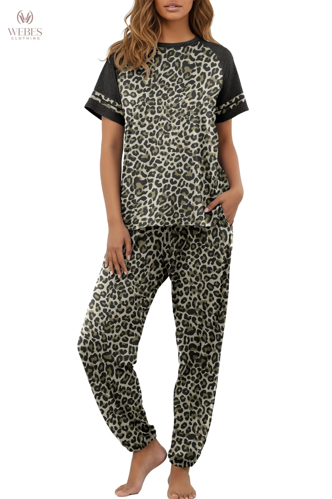 PrinStory Womens Pajama Sets Short Sleeve Pjs 2 Piece Lounge Set Soft Pj Sets Lightweight Sleepwear Loungewear with Pockets WEBE CLOTHING