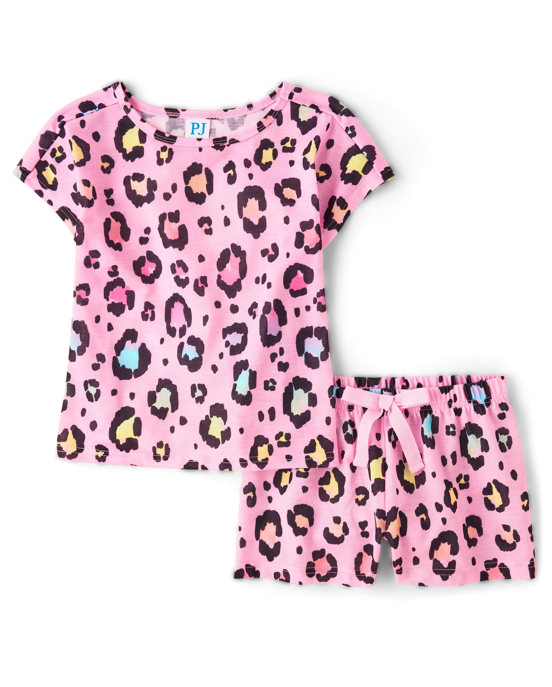 The Children's Place Girls' Short Sleeve Top and Shorts,2 Piece Pajama Set