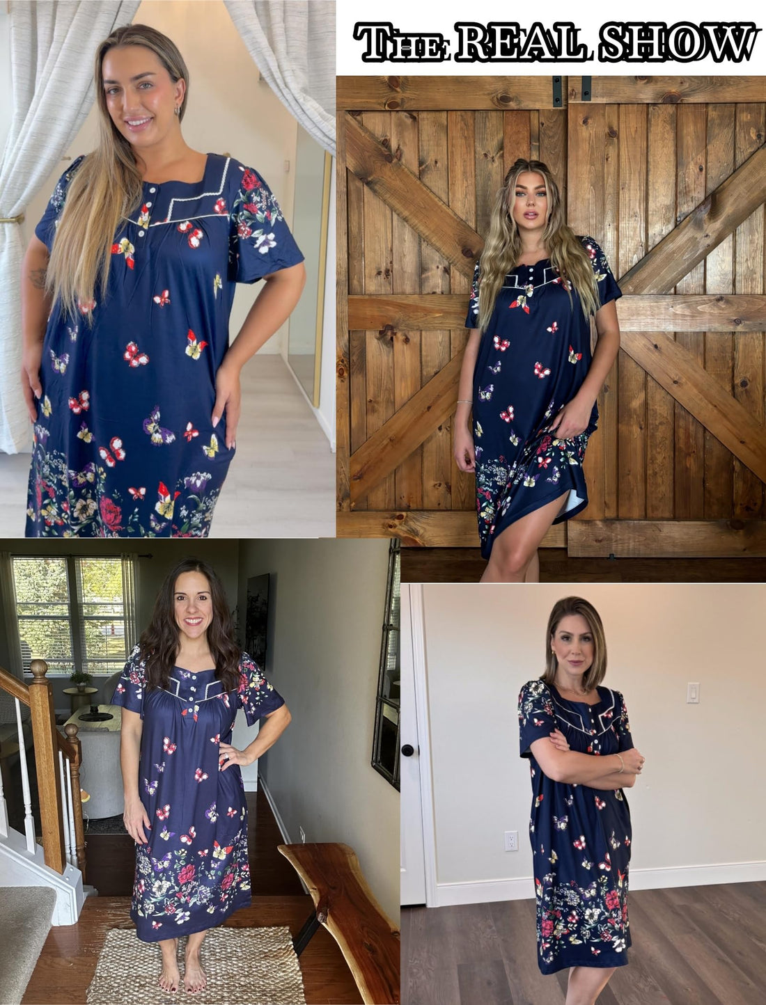 Ekouaer Women's House Dress with Pockets Moomoo Dresses Short Sleeve Mumu Nightgown Lounge Dress Button Down Sleepwear WEBE CLOTHING