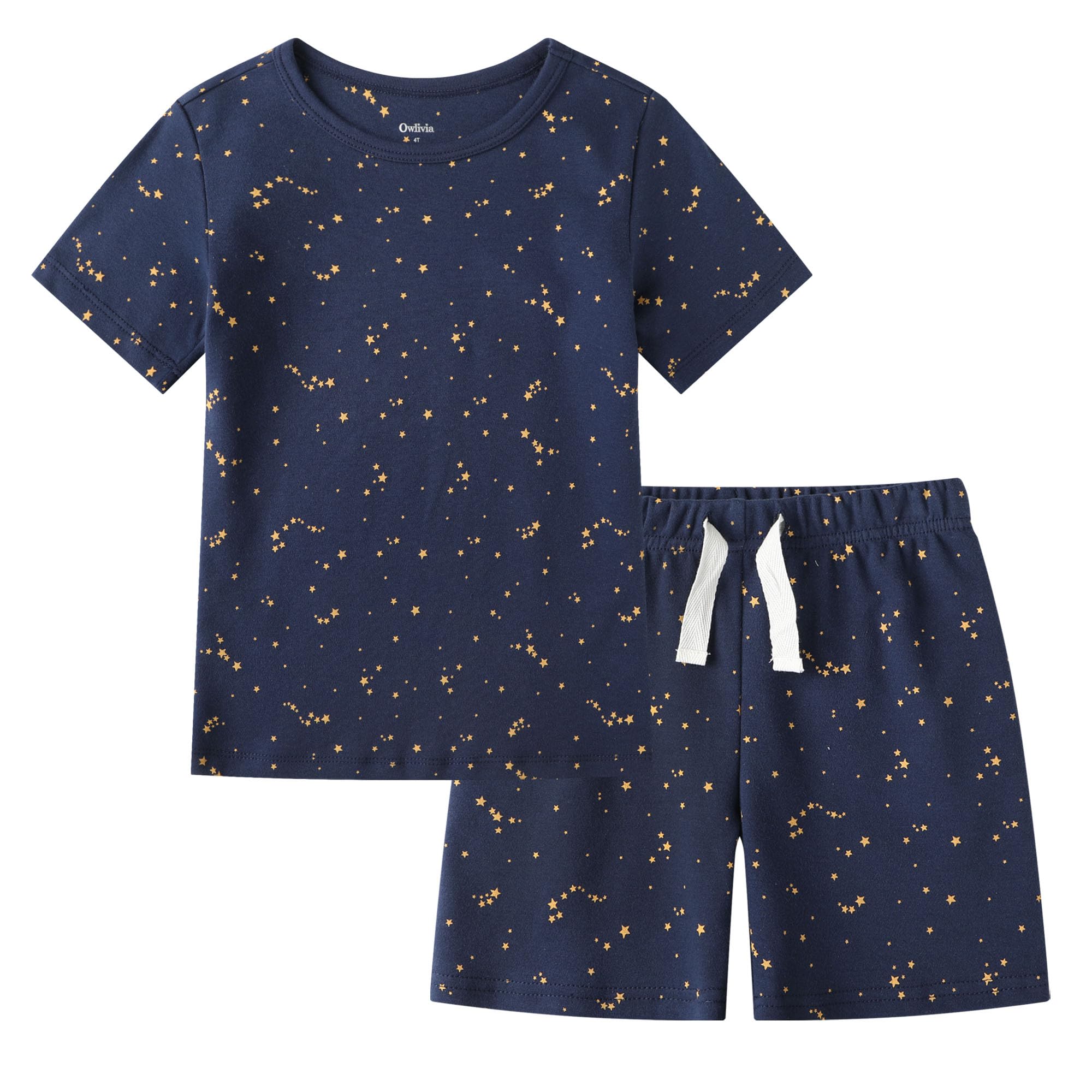 Owlivia 100% Organic Cotton Baby Short Sleeve Pajama Sets, Toddler Boy Girl 2-Piece Sleepwear
