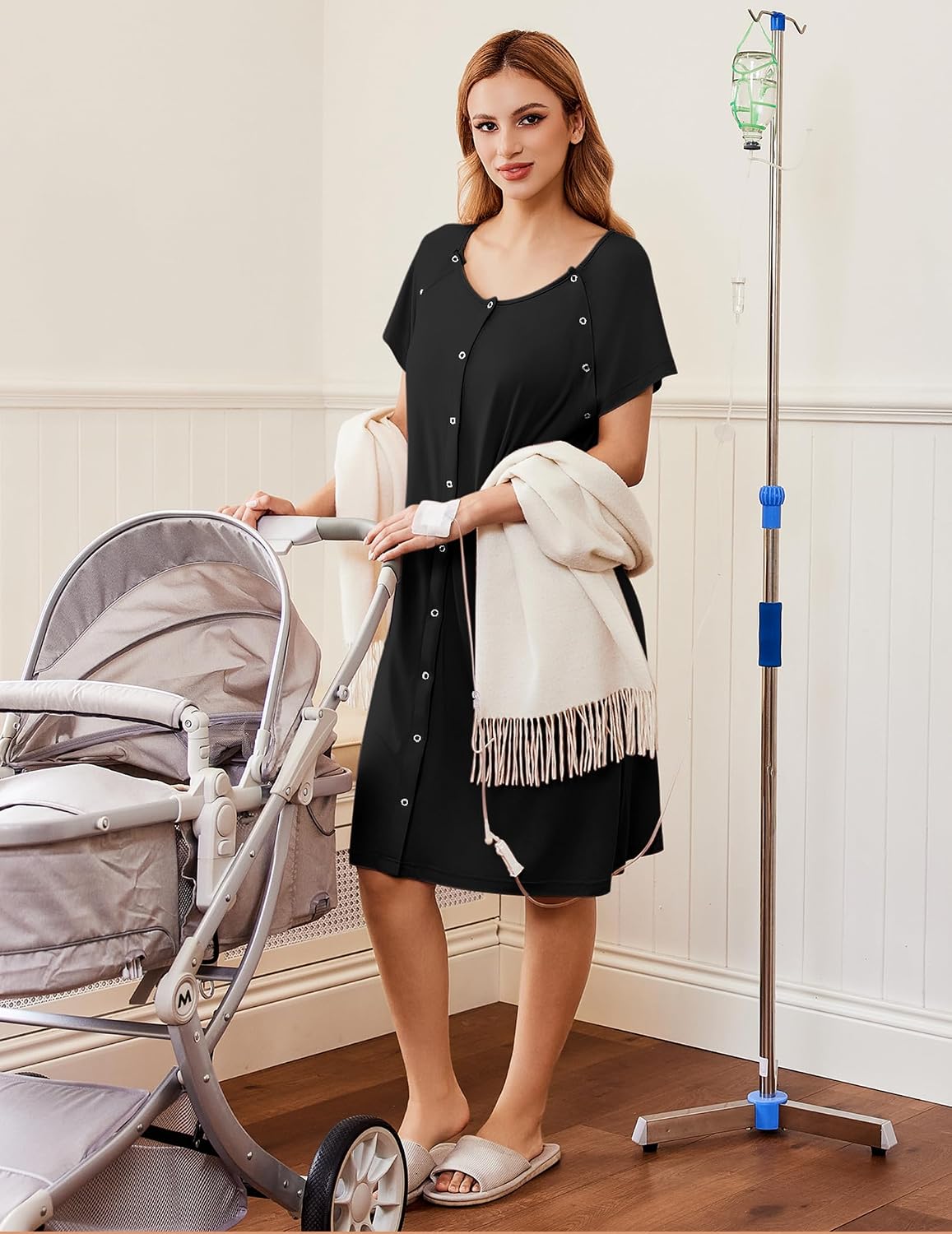 Ekouaer Labor Delivery Gown Nursing Braeastfeeding Dress Maternity Clothes WEBE CLOTHING