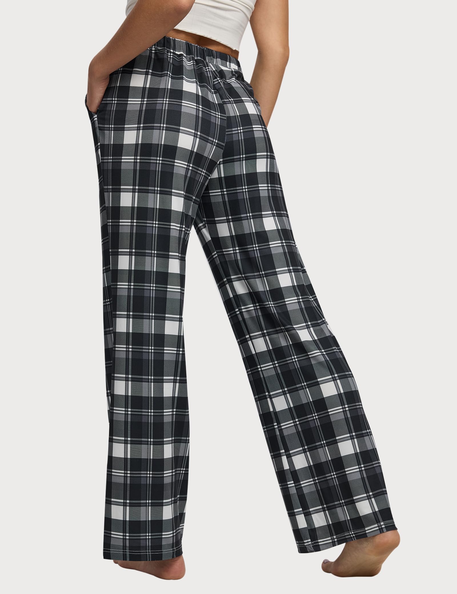 Women Pajama Pants 3-Pack Plaid Sleep Lounge PJ Bottoms with Pockets