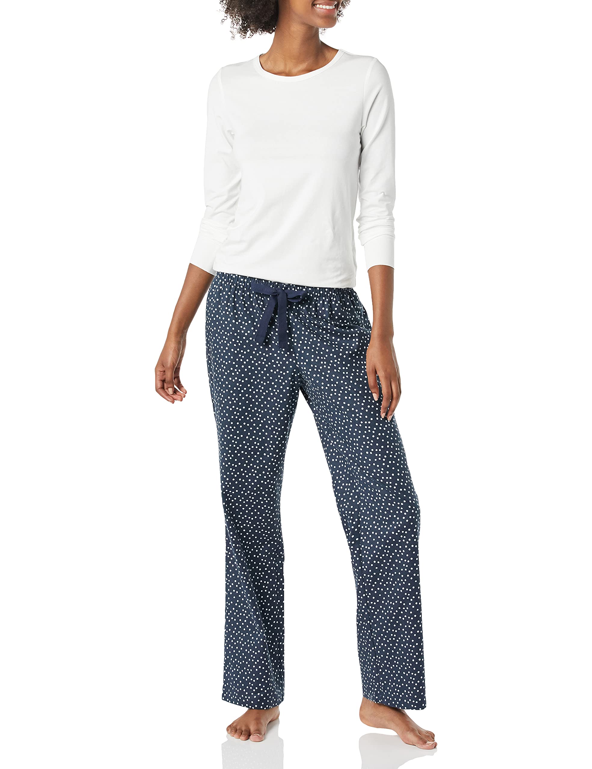 Amazon Essentials Women's Lightweight Flannel Pajama Pant and Long-Sleeve T-Shirt Sleep Set