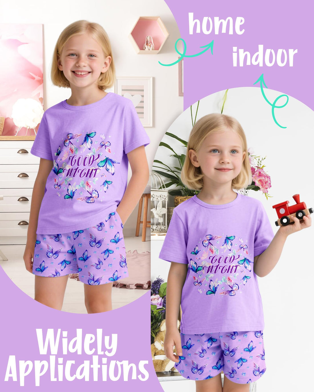 Sylfairy Girls Pajamas Short Sleeve Toddler Girls Summer Short Sets Sleepwear Clothes Kids Pajamas