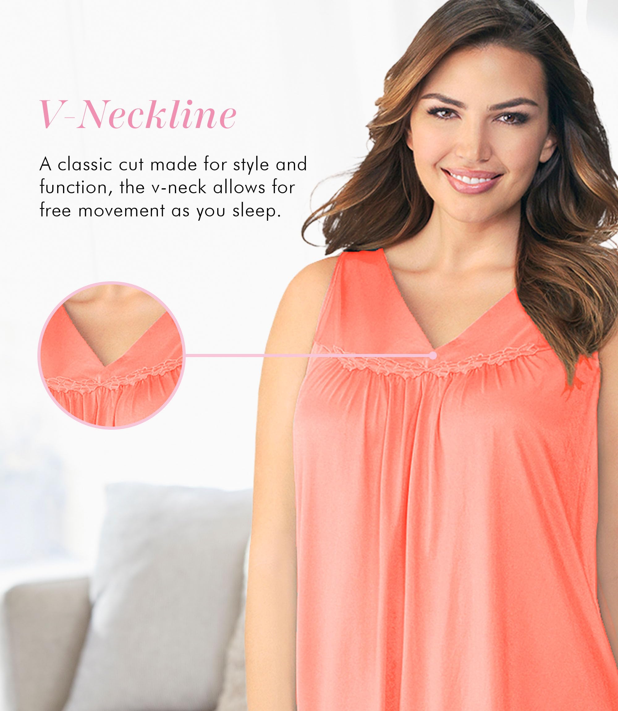 Exquisite Form Women's 30107 Nylon Tricot Sleeveless Short Knee Length Nightgown WEBE CLOTHING