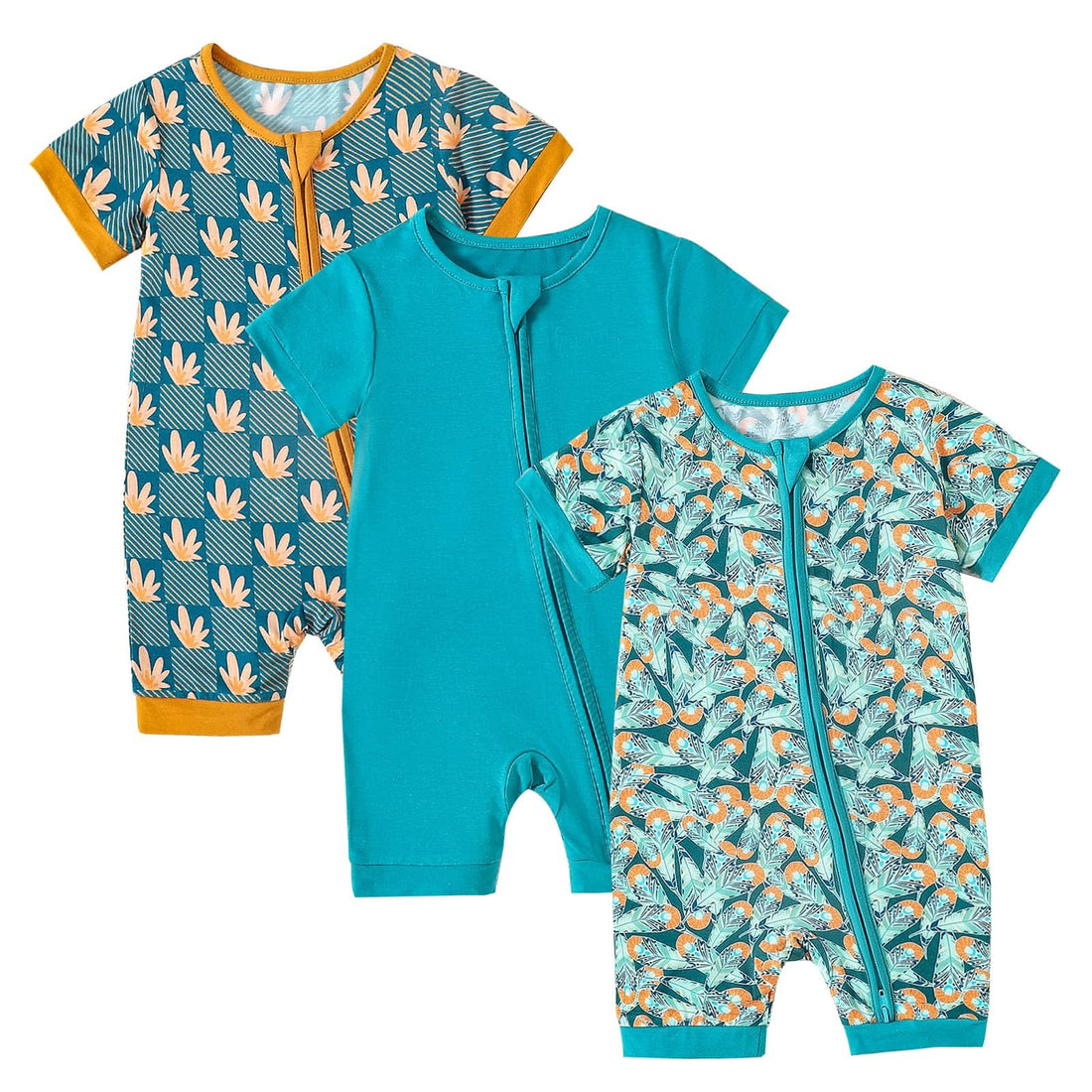 OPAWO Bamboo Baby Pajamas 3 Pack, Double Zipper Bamboo Sleepers for Baby Boy Girl Romper, Toddler Summer Clothes Outfit 0-24M WEBE CLOTHING