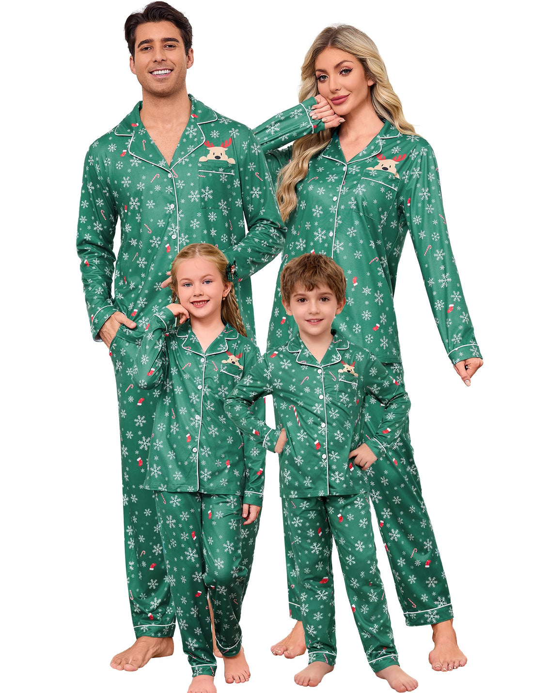 iClosam Christmas Family Matching Pajamas Long Sleeve Button Down Pj Set Festival Party Sleepwear