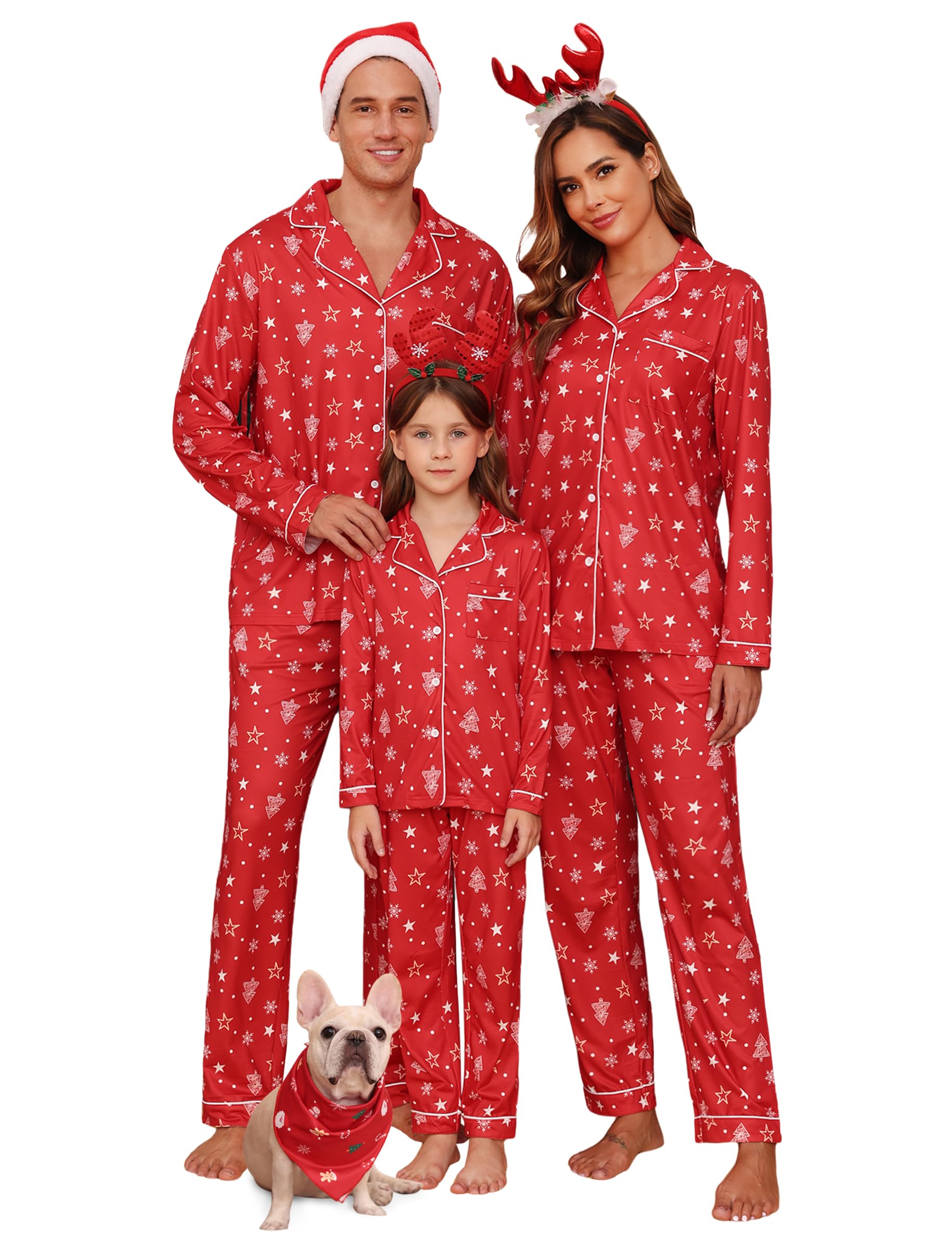 iClosam Christmas Family Matching Pajamas Long Sleeve Button Down Pj Set Festival Party Sleepwear